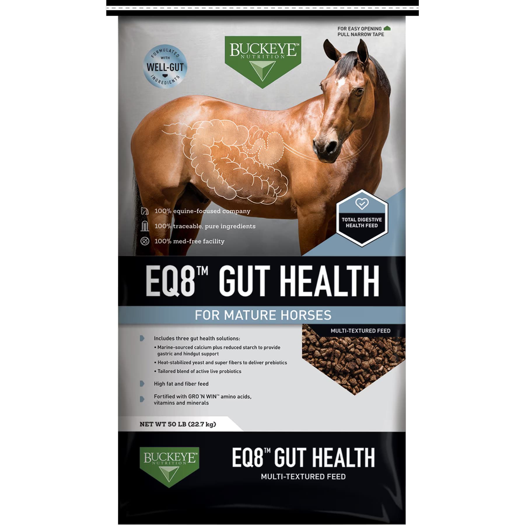 Buckeye Nutrition Buckeye Nutrition EQ8 Gut Health Multi-Textured Horse Feed