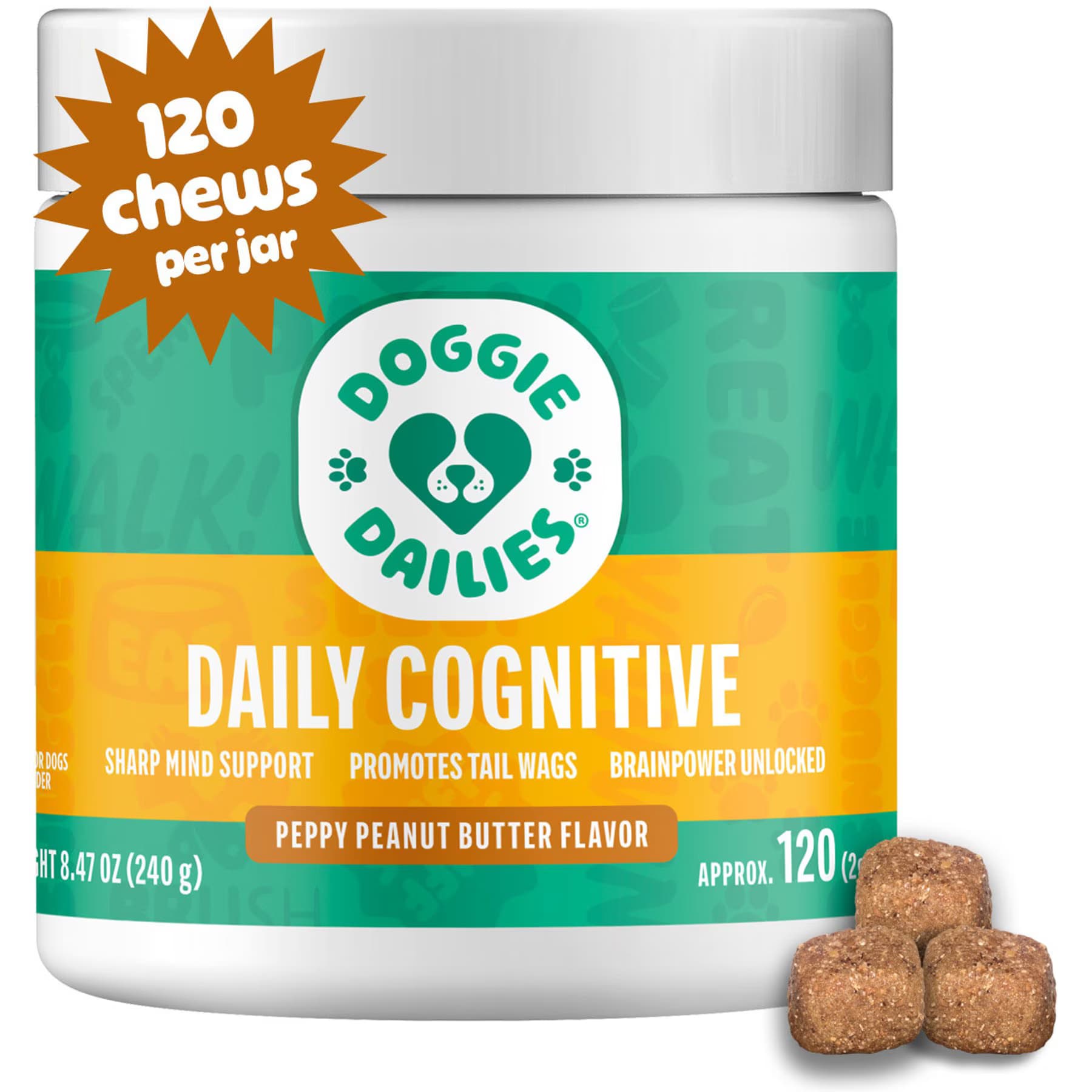 Doggie Dailies Doggie Dailies Cognitive Puppy Chews Vitamins with DHA, Selenium, Organic Ashwagandha & Antioxidants to Support Brain Health, Nervous System Function & Promote Calmness