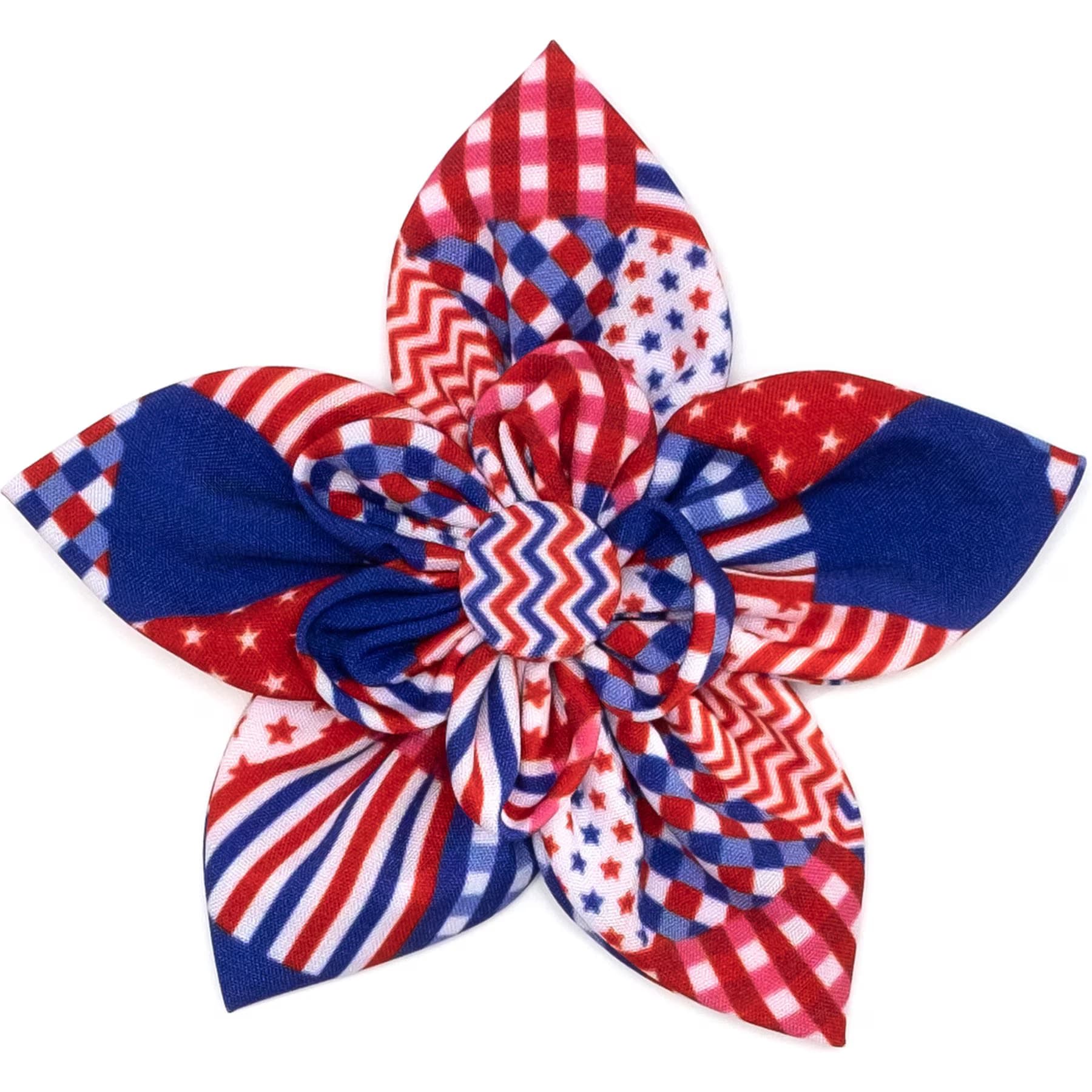 The Worthy Dog The Worthy Dog Americana Flower Dog & Cat Collar Accessory, Red/White/Blue, Small