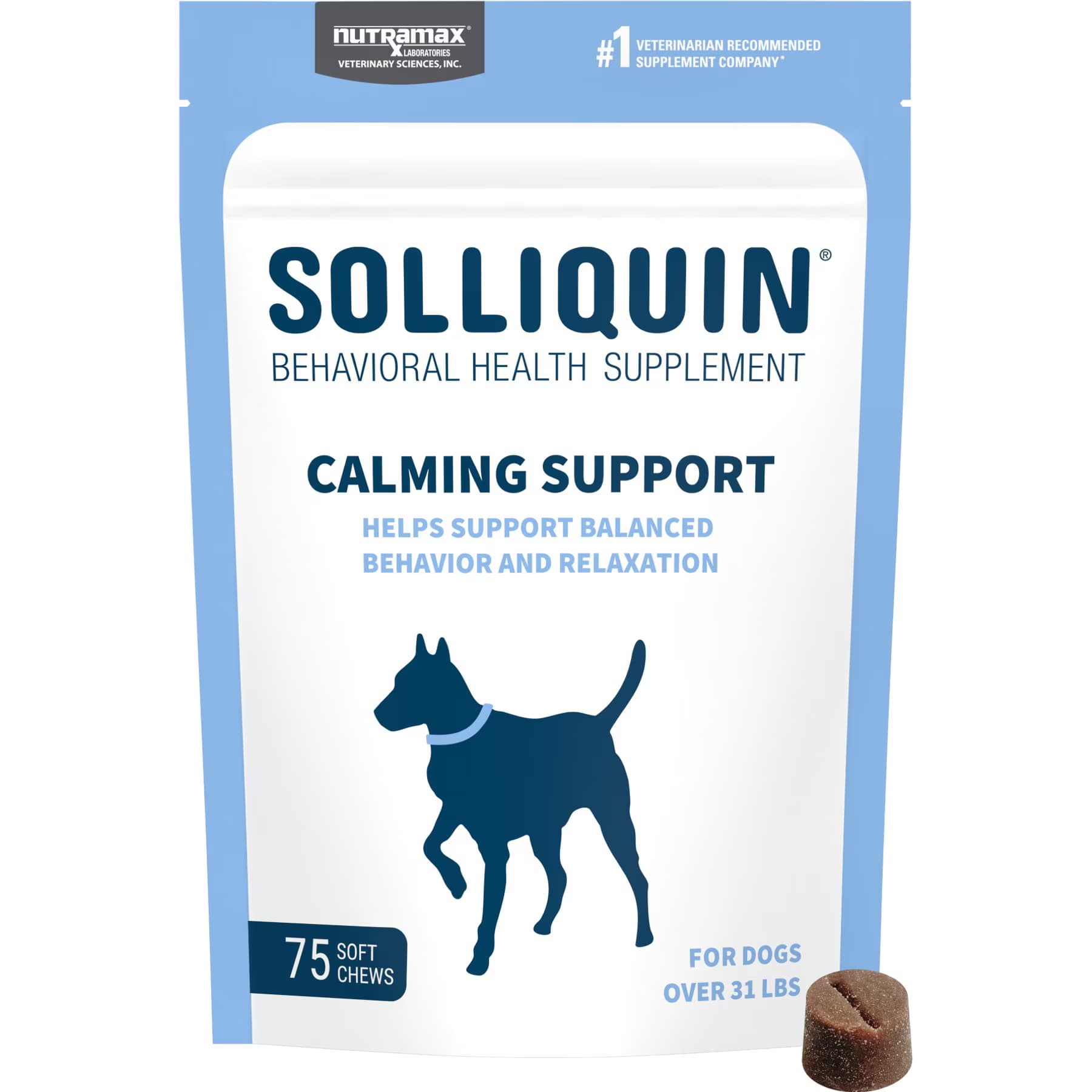 Nutramax Nutramax Solliquin Soft Chew Calming Behavioral Health Supplement for Small/Medium Dogs & Cats