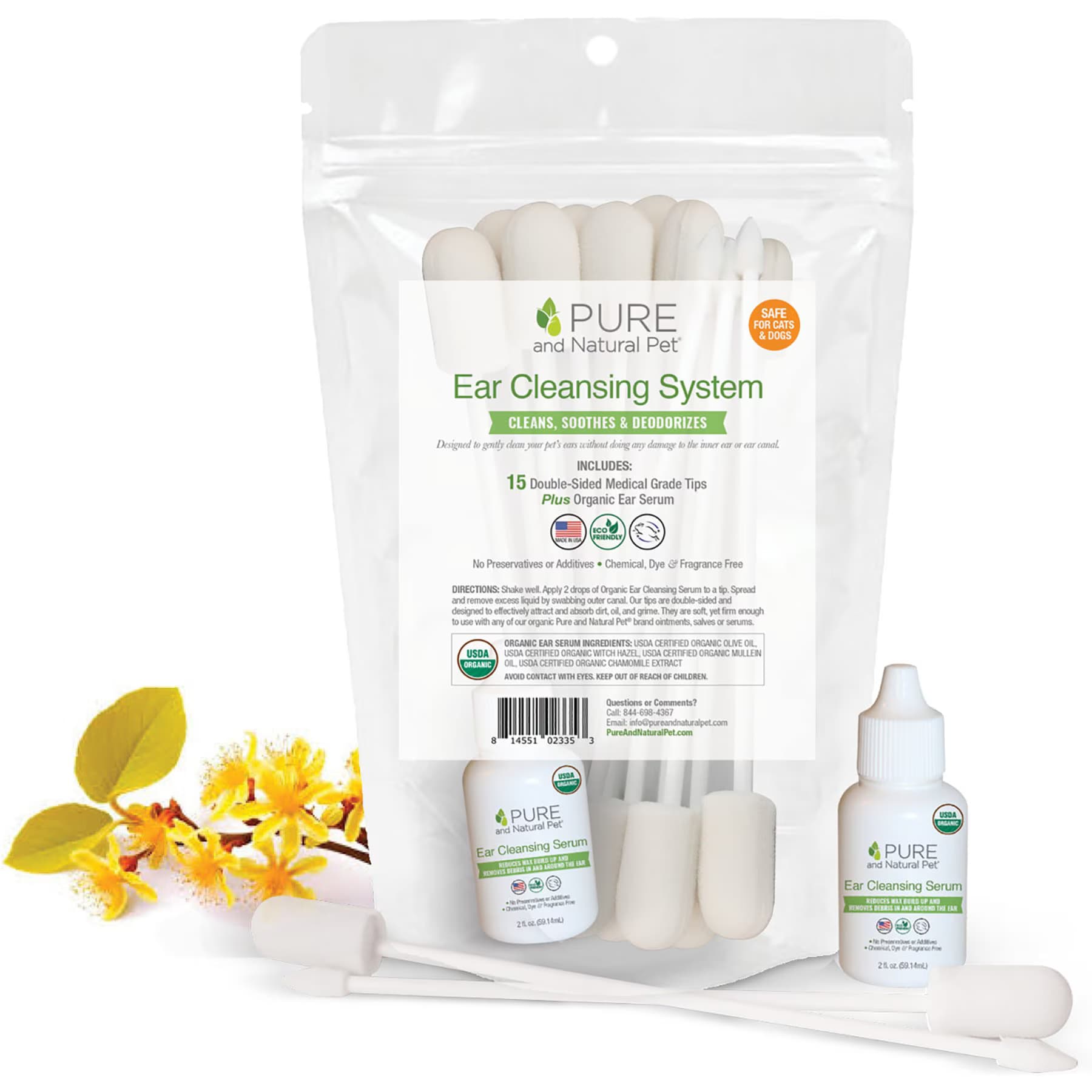 Pure and Natural Pet Pure and Natural Pet Double-Sided Reusable Dog Ear Cleansing System & Tips