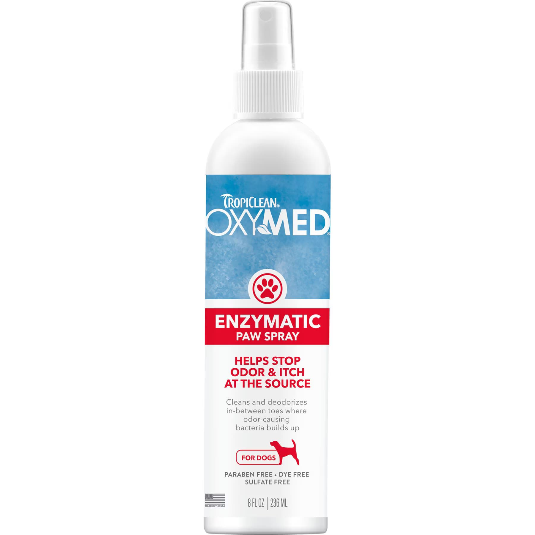 TropiClean TropiClean OxyMed Enzymatic Dog & Cat Paw Odor & Itch Spray, 8-fl oz bottle
