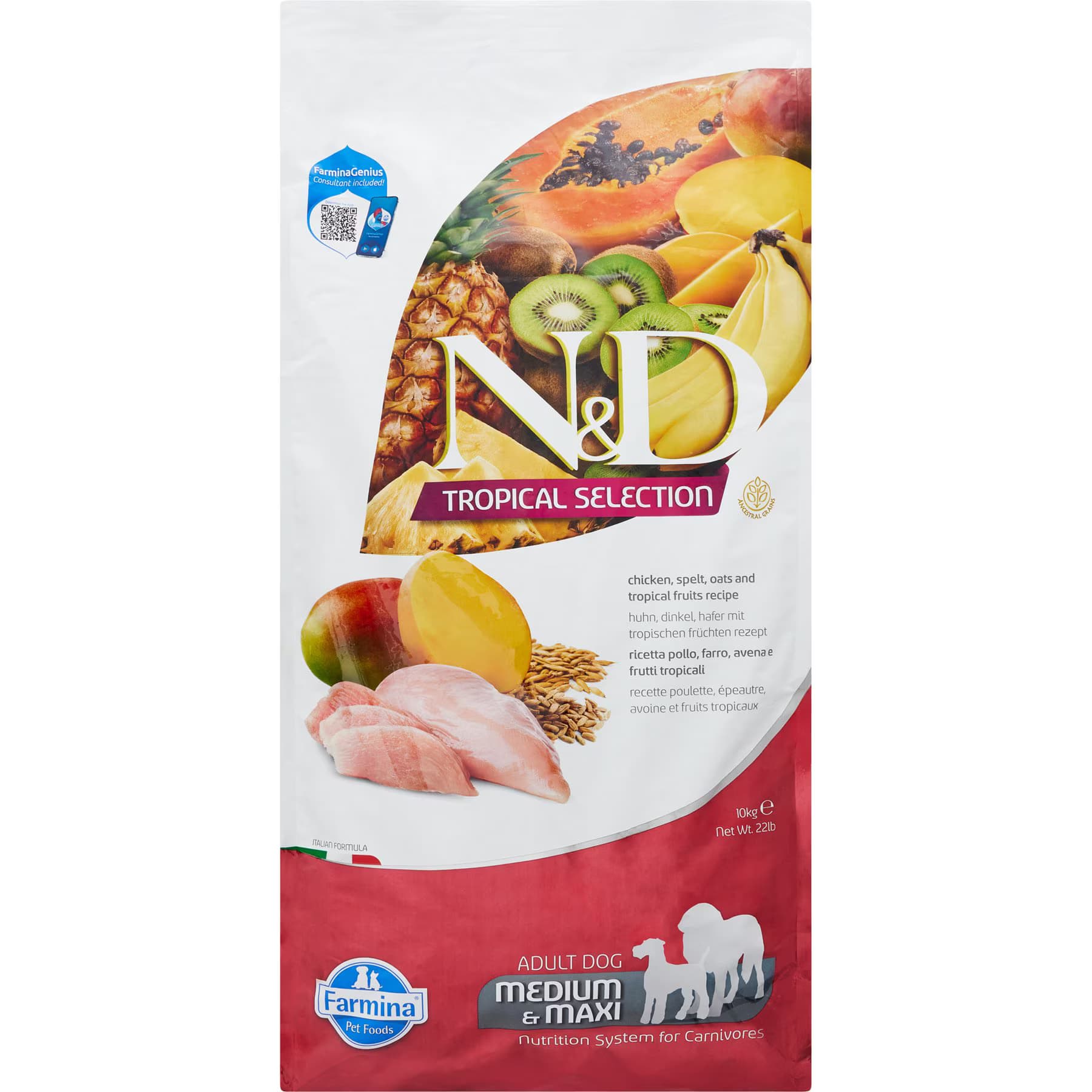 Farmina Farmina N&D Tropical Selection Chicken Adult Medium & Maxi Chicken Adult Med/Max Dry Dog Food, 4.4 -lb bag