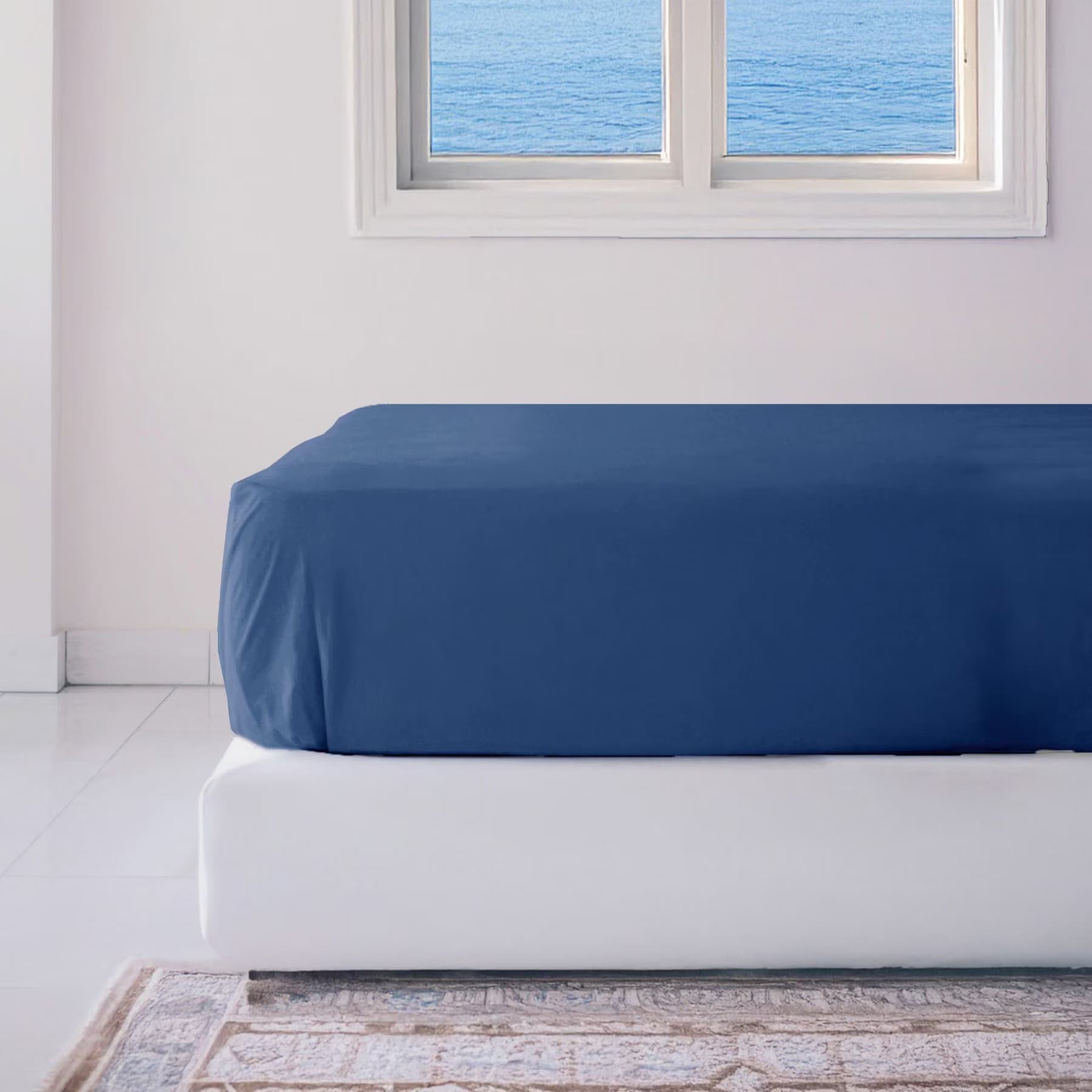 BedVoyage BedVoyage 100% Viscose from Bamboo Cooling & Lightweight Fitted Sheet, Indigo, Queen