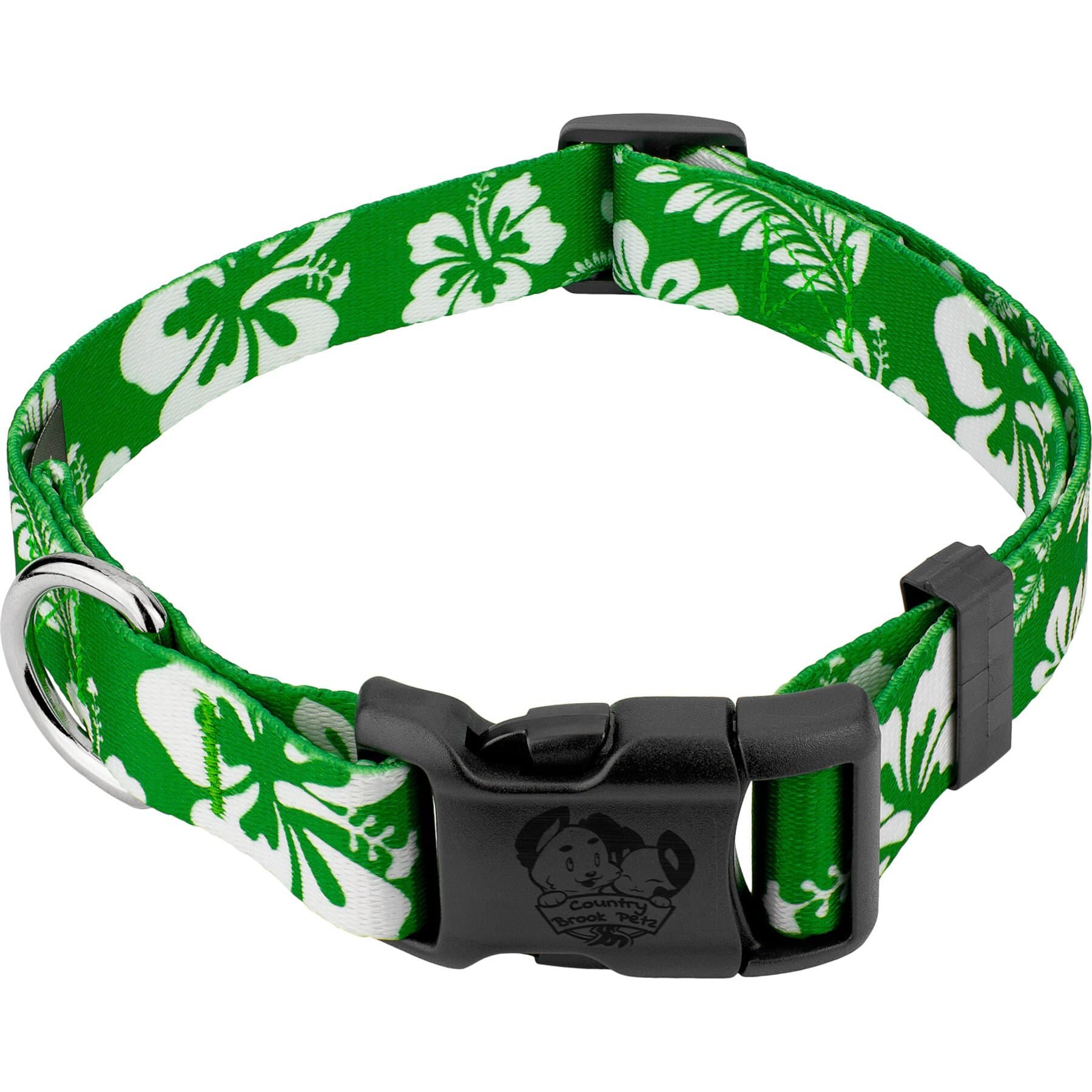 Country Brook Design Country Brook Design Deluxe Hawaiian Dog Collar, Kelly Green, XX-Small