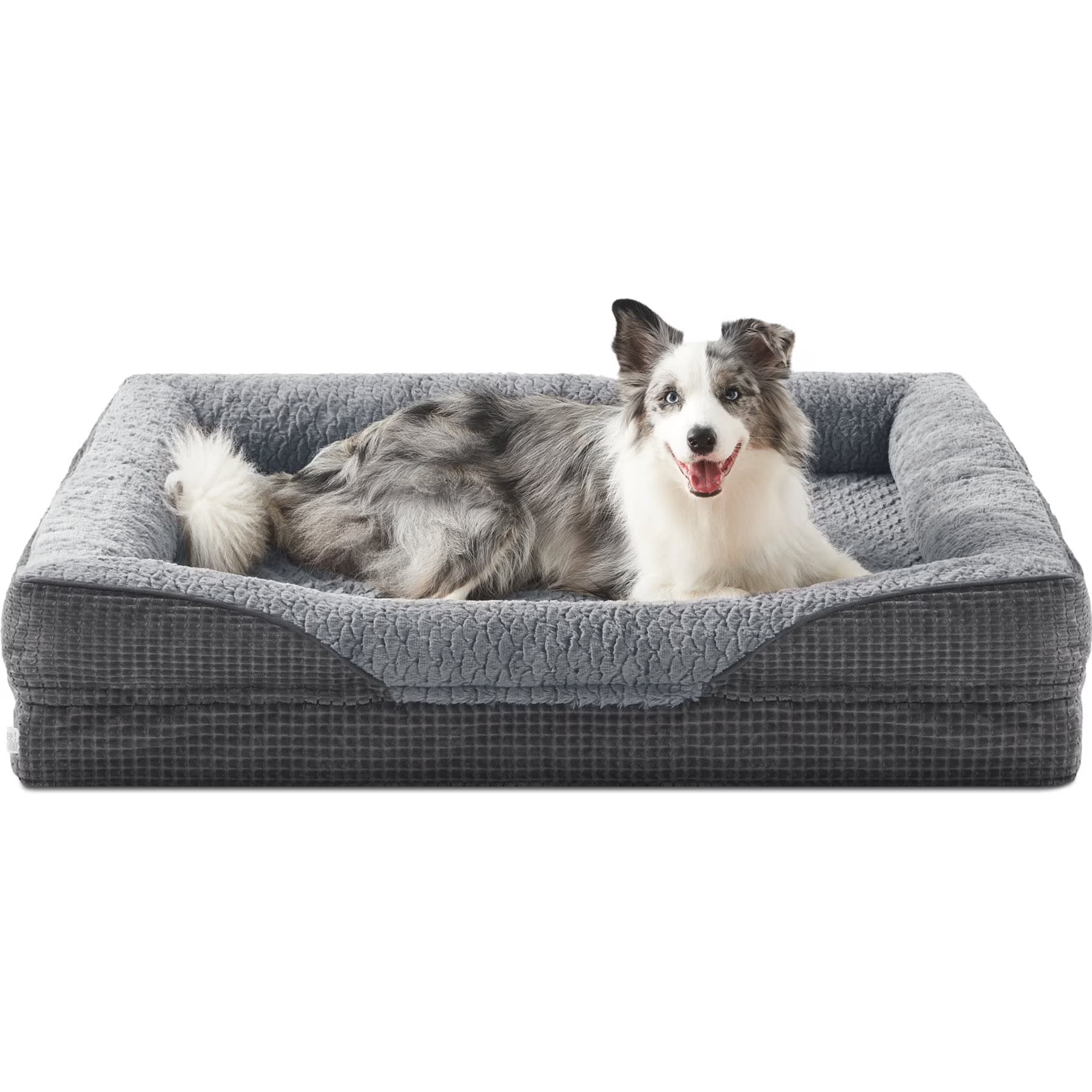 Invenho Invenho Waterproof Orthopedic Couch Dog Bed with Washable Removable Cover, Grey, 35 x 25 x 6.5-in