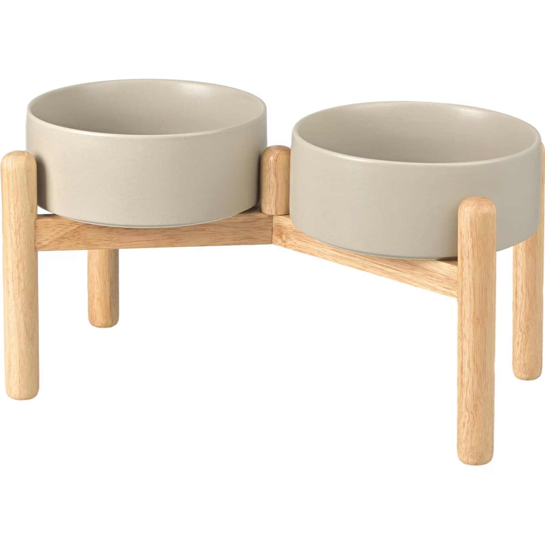 SpunkyJunky Ceramic & Wood Raised Dog Bowls — Grey — view 2
