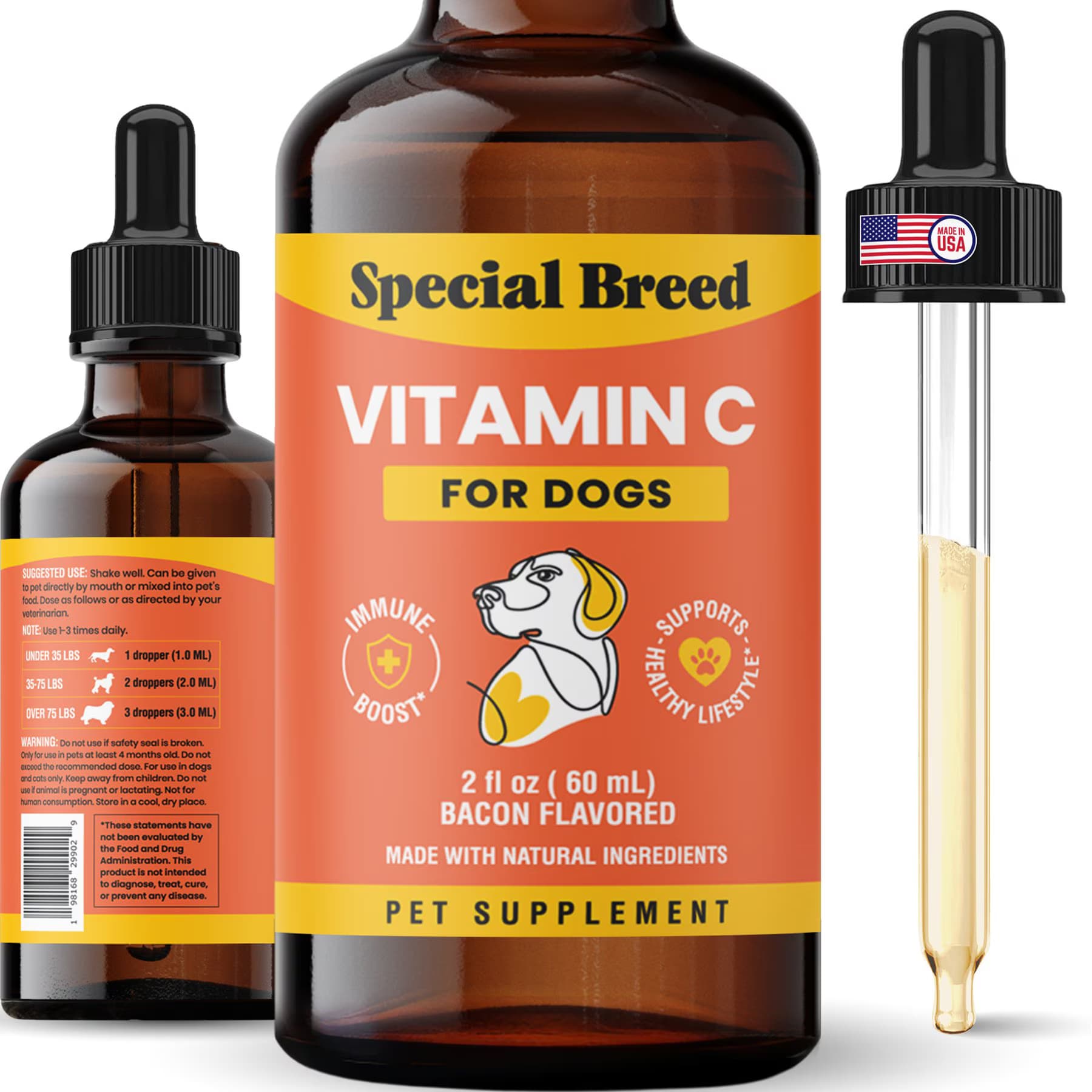 Special Breed Vitamin C Bacon Flavored Liquid Immune Supplement for Dogs, 8-fl oz bottle — view 2
