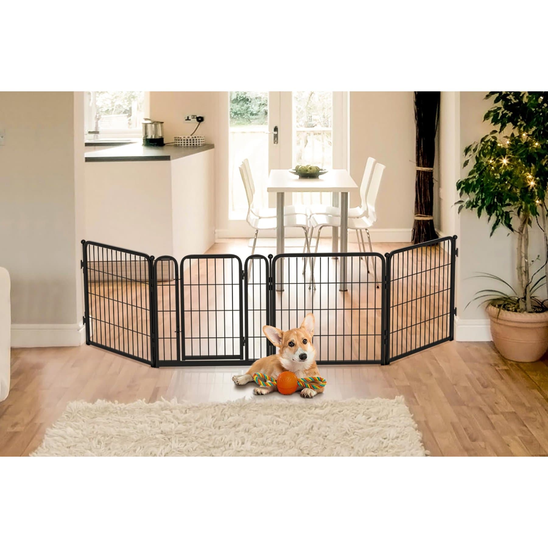 FXW Indoor Playpen with Gate, Black, 24-in, 8-panel — view 9