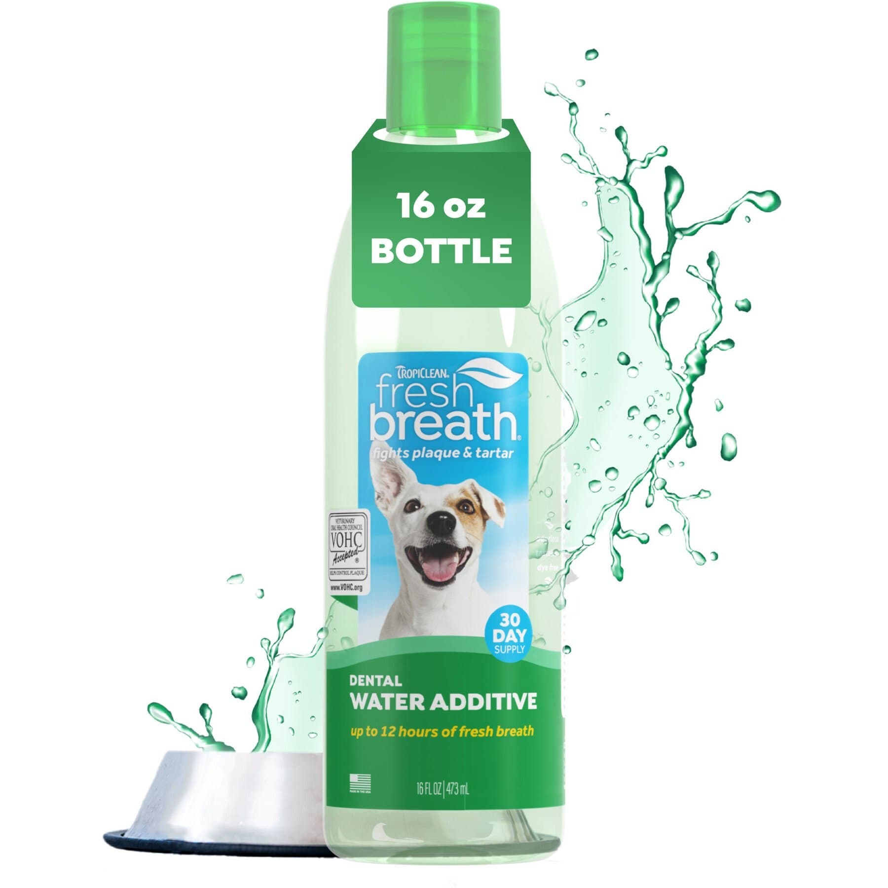 TropiClean Fresh Breath Dental Water Additive for Dogs, 33.8-fl oz bottle — view 3