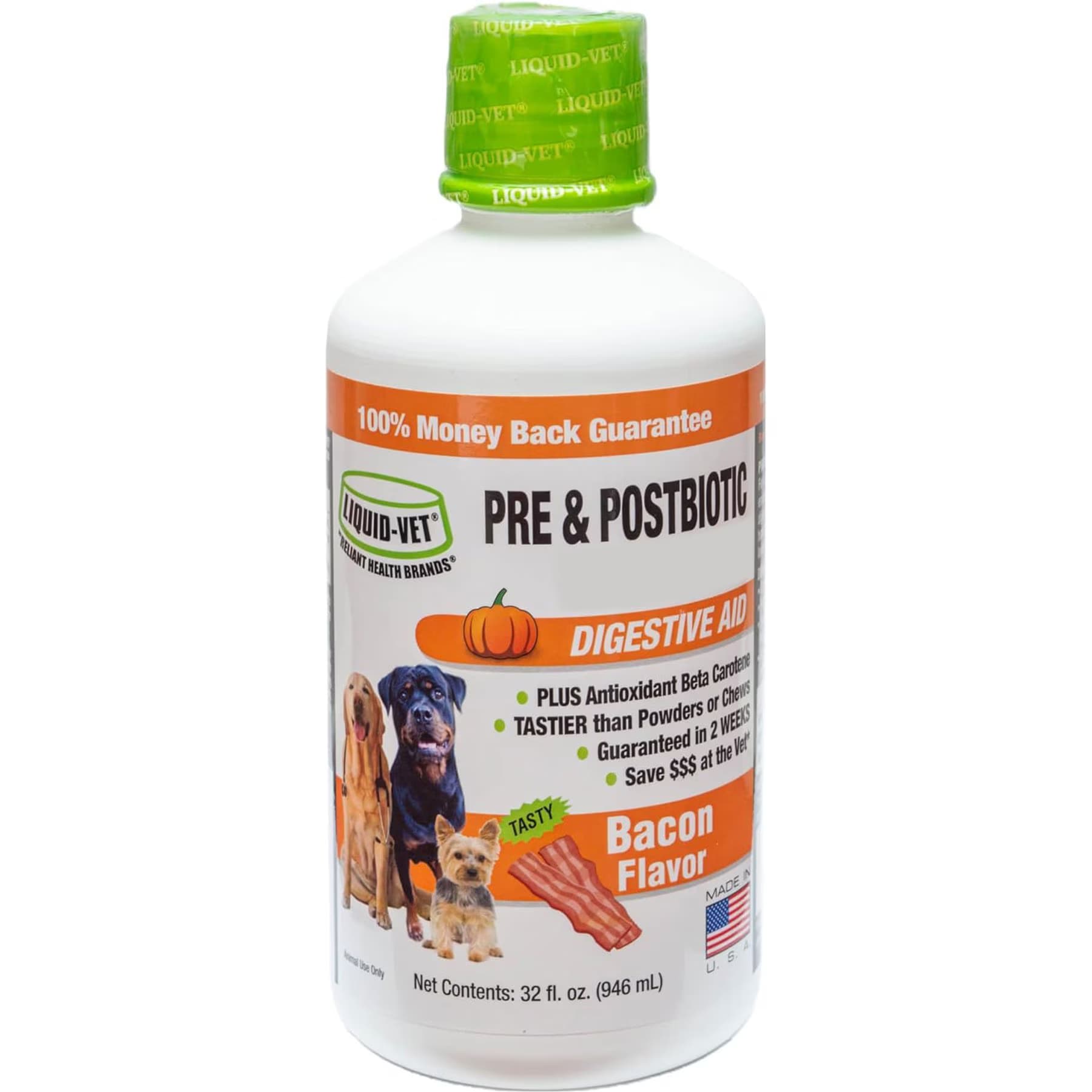Liquid-Vet Liquid-Vet K9 Pre & PostBiotic Support Bacon Flavor Dog Digestive Aid, 8-fl oz bottle