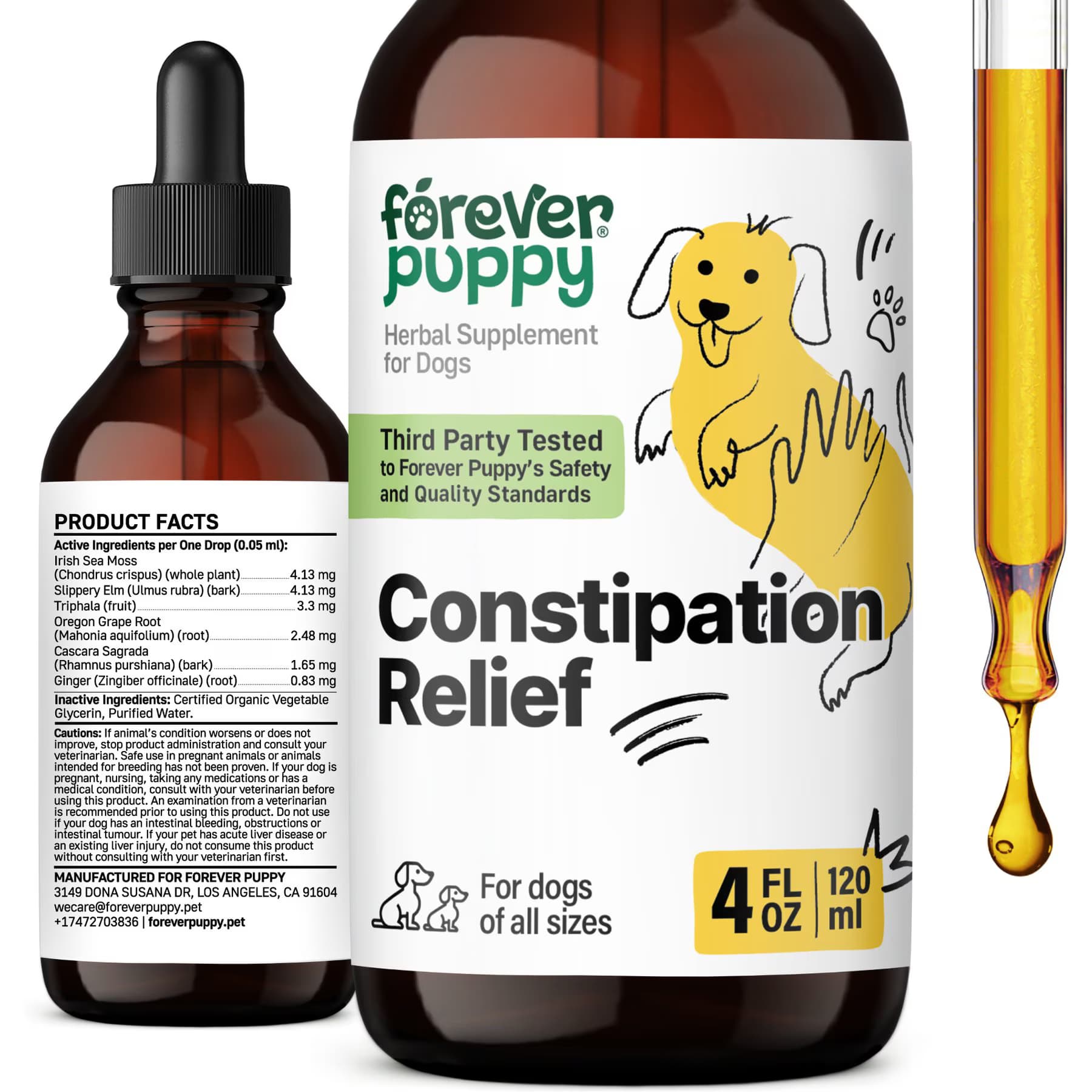 Forever Puppy Forever Puppy Constipation Relief Drops Digestive Supplement for Dogs, 4-fl oz bottle