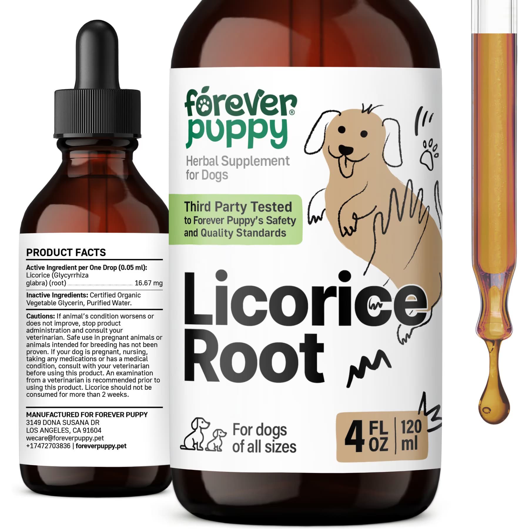 Forever Puppy Forever Puppy Licorice Root Drops Respiratory Supplement for Dogs, 4-fl oz bottle