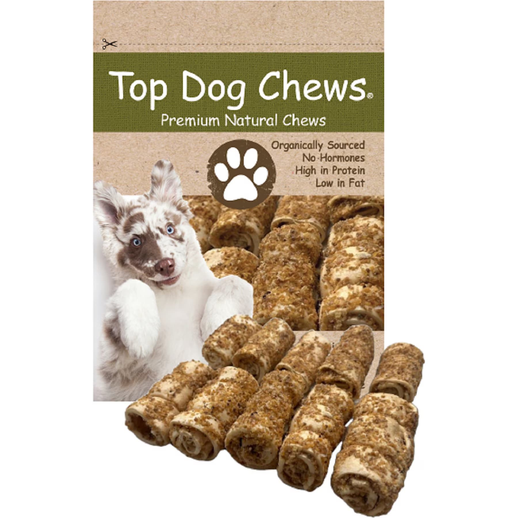 Top Dog Chews Top Dog Chews Mini Bully Dusted Cheek Rolls Natural Dog Chew Treats