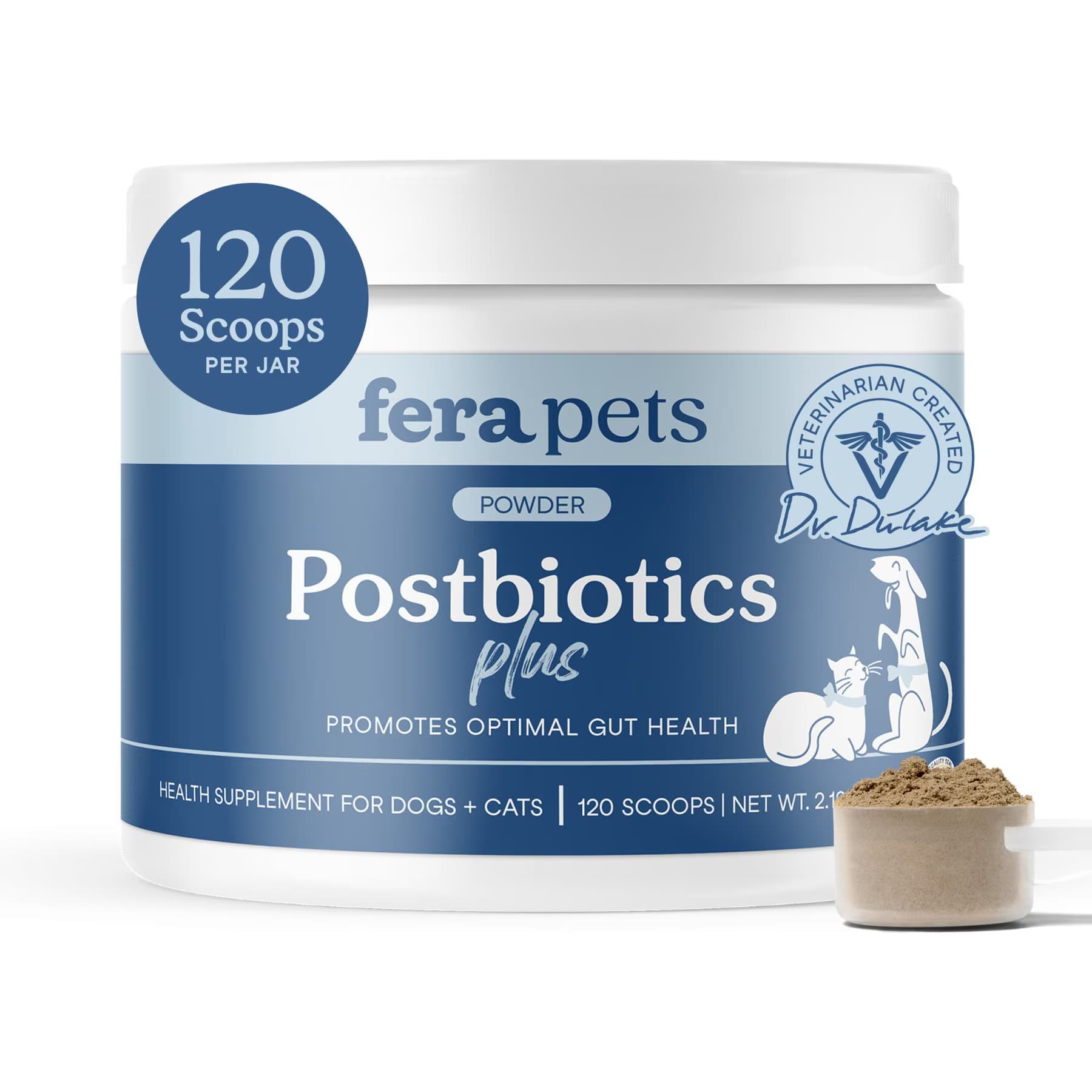 Fera Pets Fera Pets Postbiotics Plus Powder Digestive Aid Supplement for Dogs & Cats, 2.10-oz jar