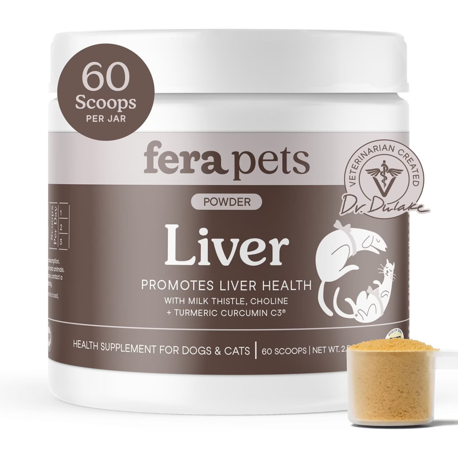 Fera Pets Fera Pets Liver Support with Milk Thistle & Turmeric Powder for Dogs & Cats, 2.5-oz jar