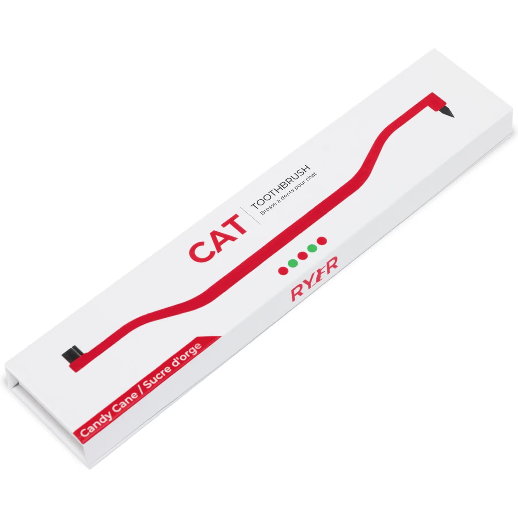RYERCAT RYERCAT Dual Sided Cat Dental Toothbrush, Candy Cane