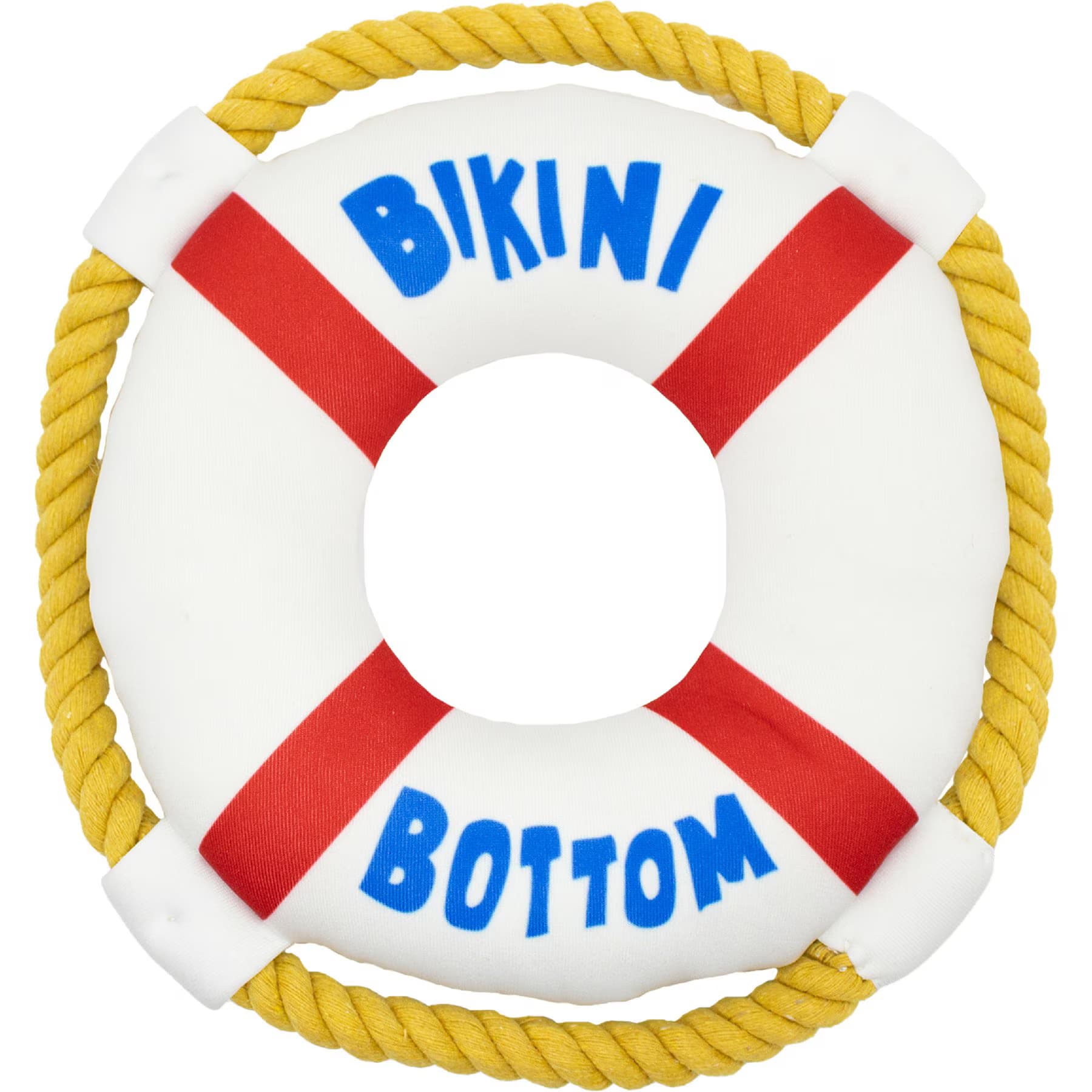 SpongeBob SpongeBob Plush Life Preserver Squeaky Dog Tug Toy, White
