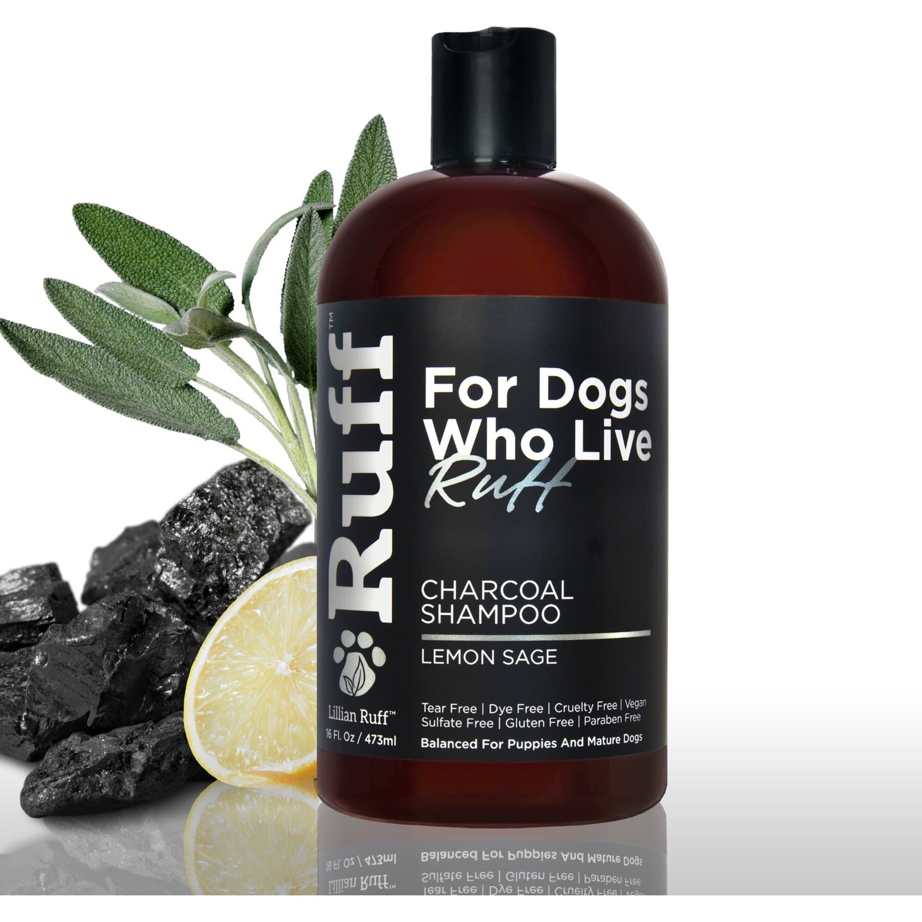 RUFF by Lillian Ruff RUFF by Lillian Ruff Activated Charcoal Pet Shampoo, Lemon Sage, 16-fl oz bottle — Activated Charcoal Lemon Sage