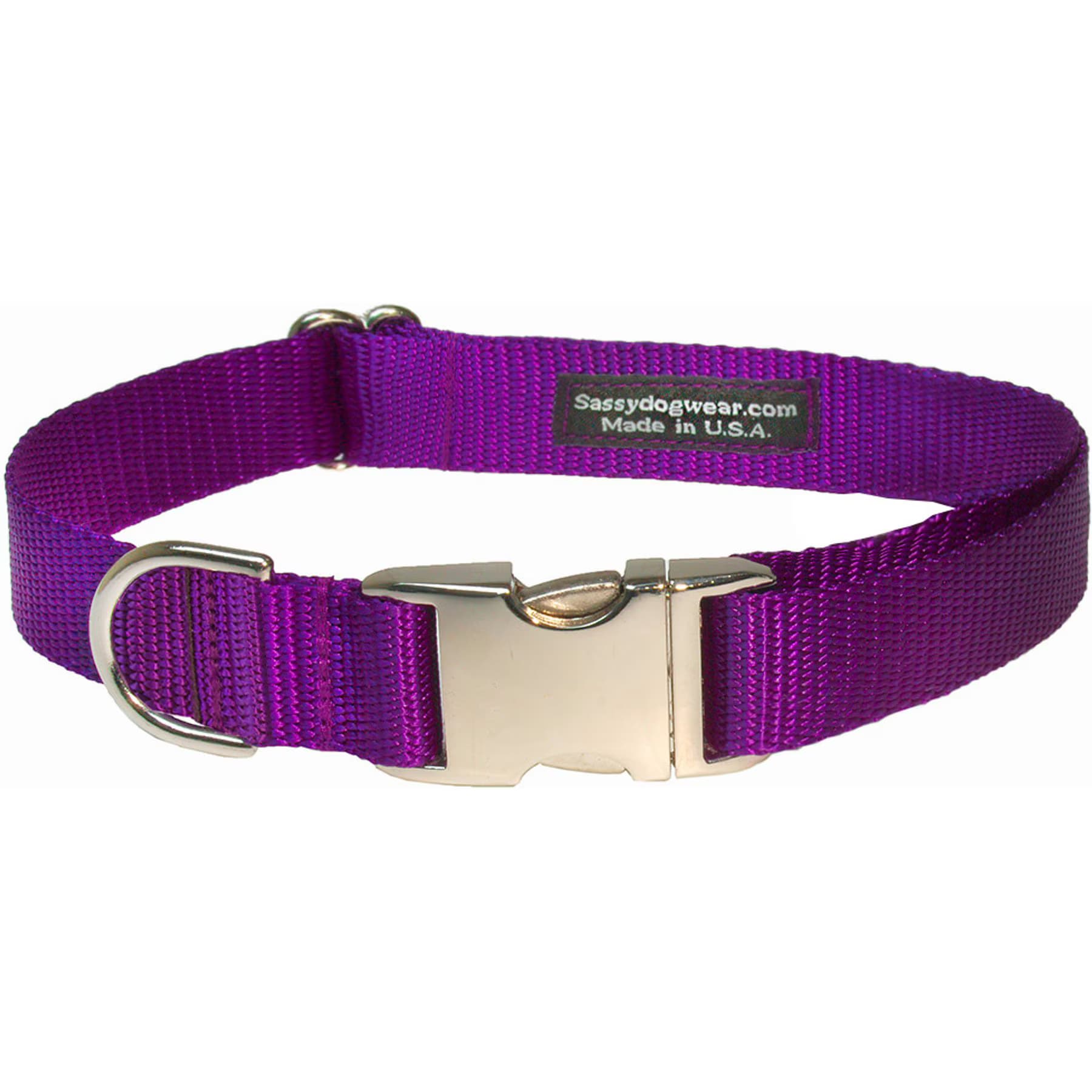 Sassy Dog Wear Sassy Dog Wear Aluminum Buckles Dog Collar, Purple, Medium: 3/4-in wide, Adjusts 13-20-in