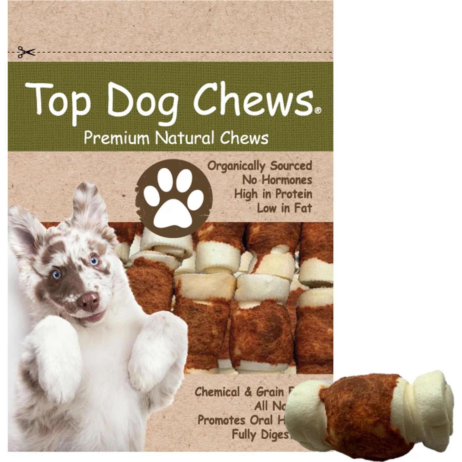 Top Dog Chews Top Dog Chews Mini Chicken Wrapped Cheek Rolls Natural Dog Chew Treats
