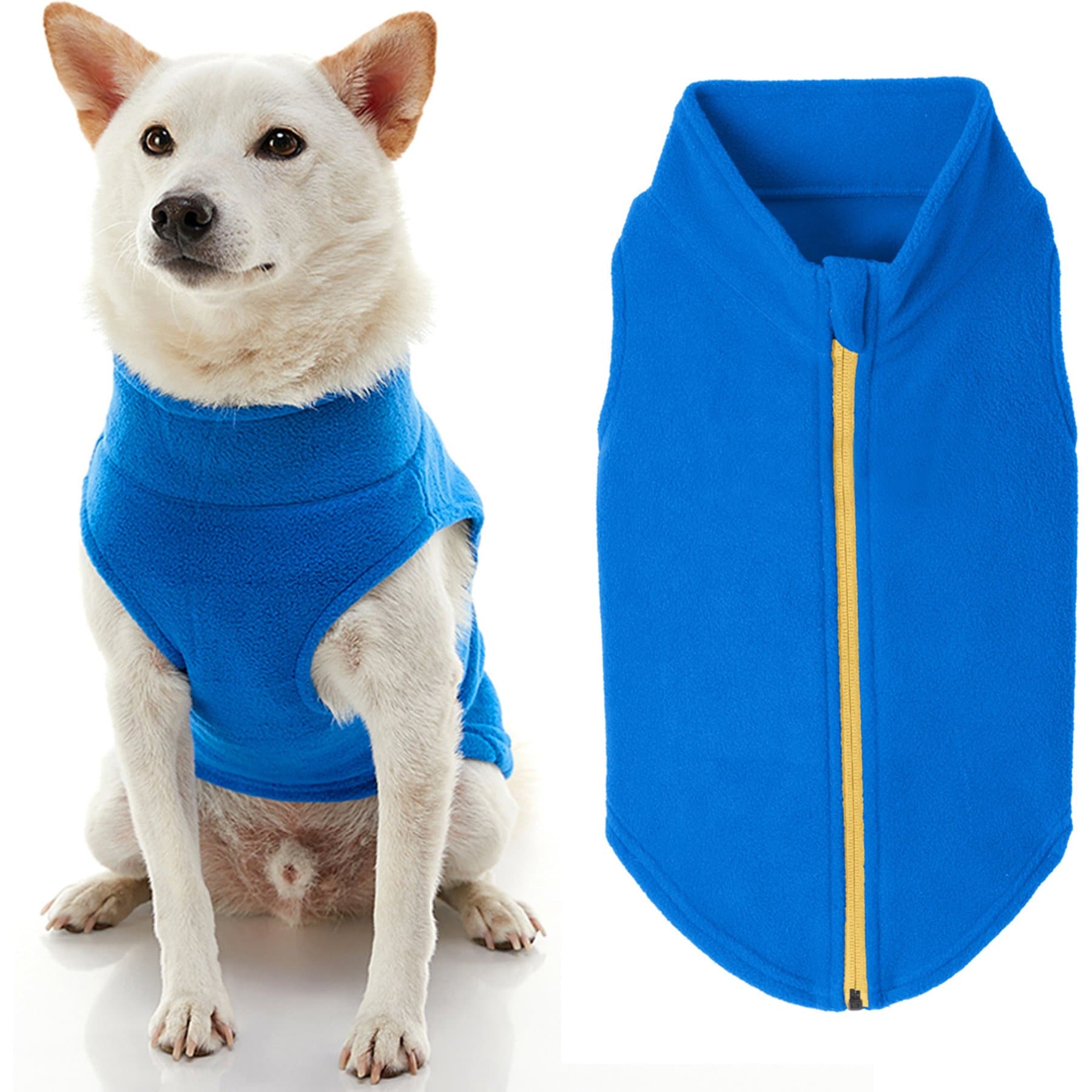 Gooby Gooby Zip-Up Fleece Dog Vest, Blue, 2X-Large: 25.5-in chest