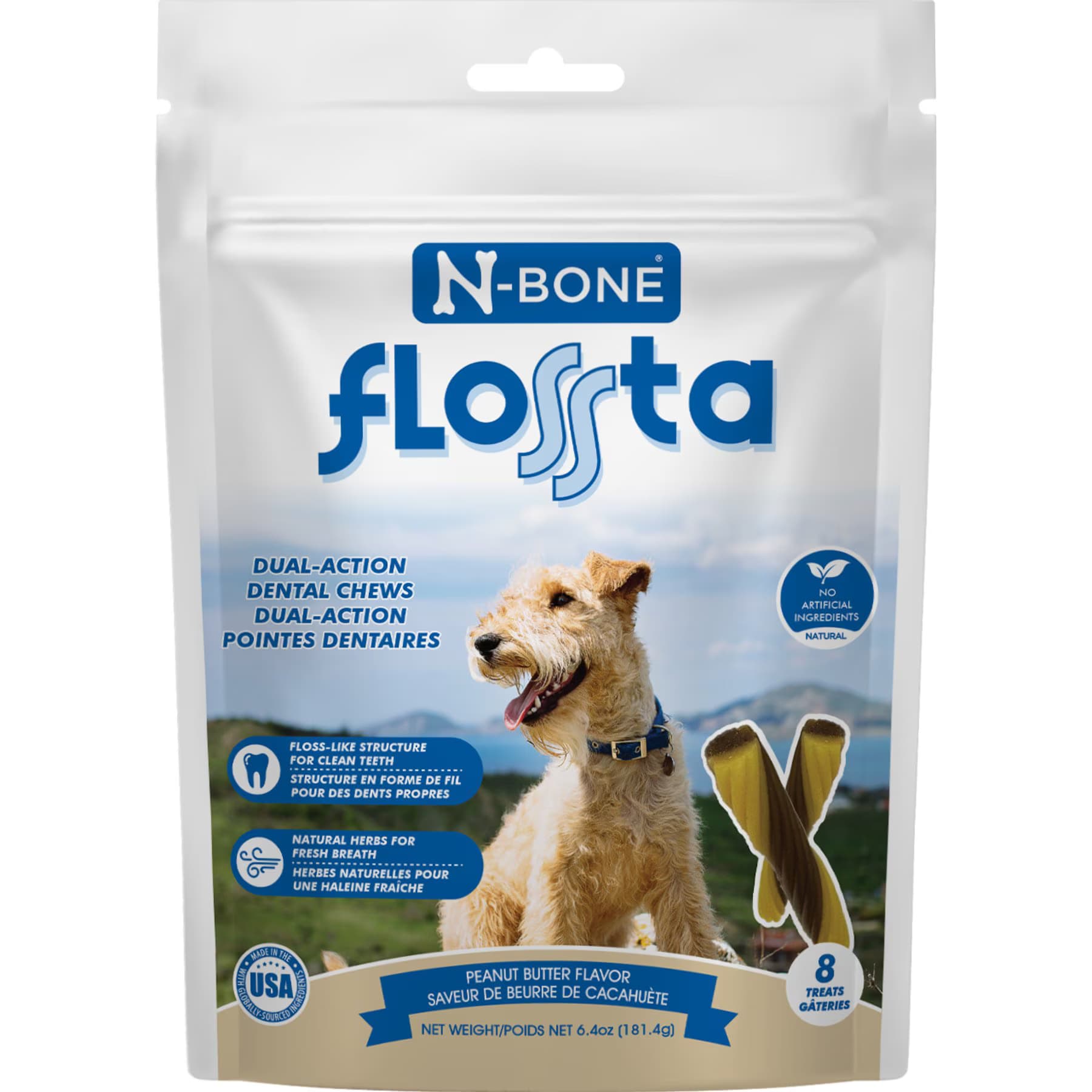 N-Bone FLOSSta Dual Action Peanut Butter Flavor Dental Dog Chews — view 2