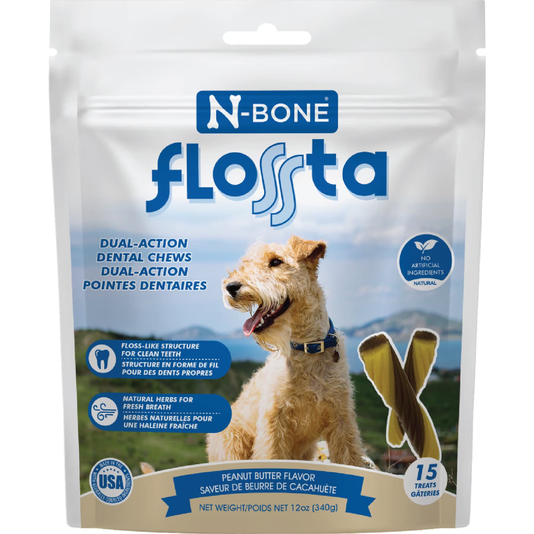 N-Bone FLOSSta Dual Action Peanut Butter Flavor Dental Dog Chews — view 3