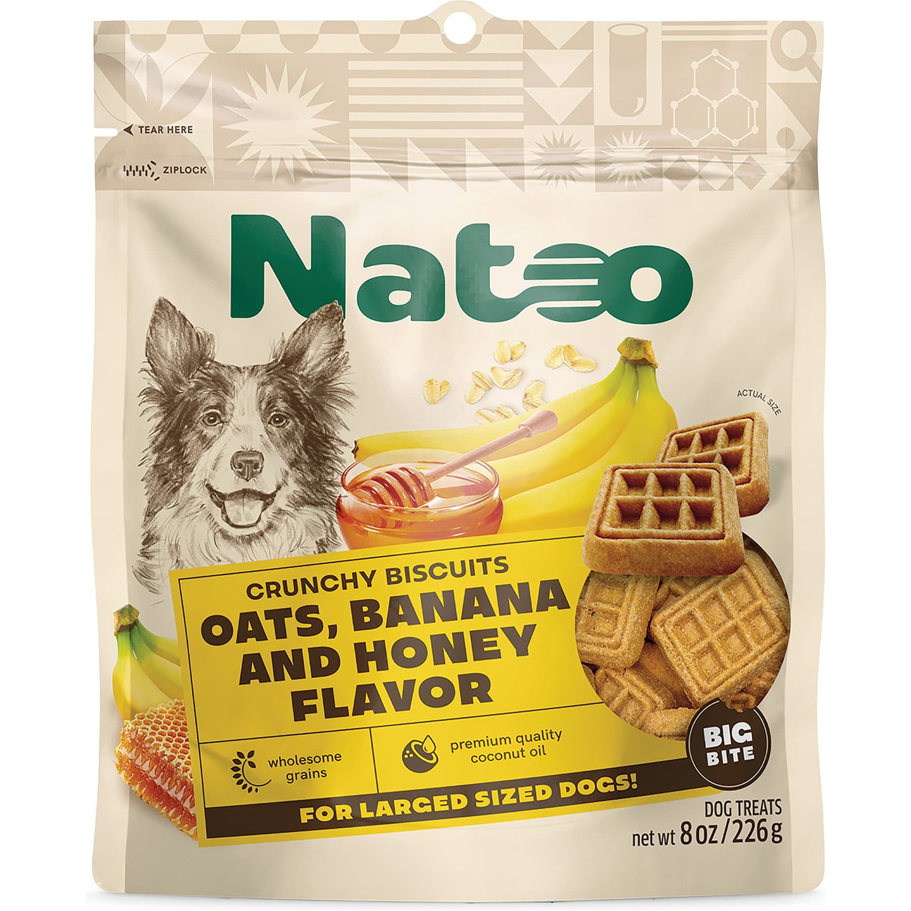Natoo Natoo BIG BITE Oats, Banana & Honey Crunchy Biscuit Dog Treats