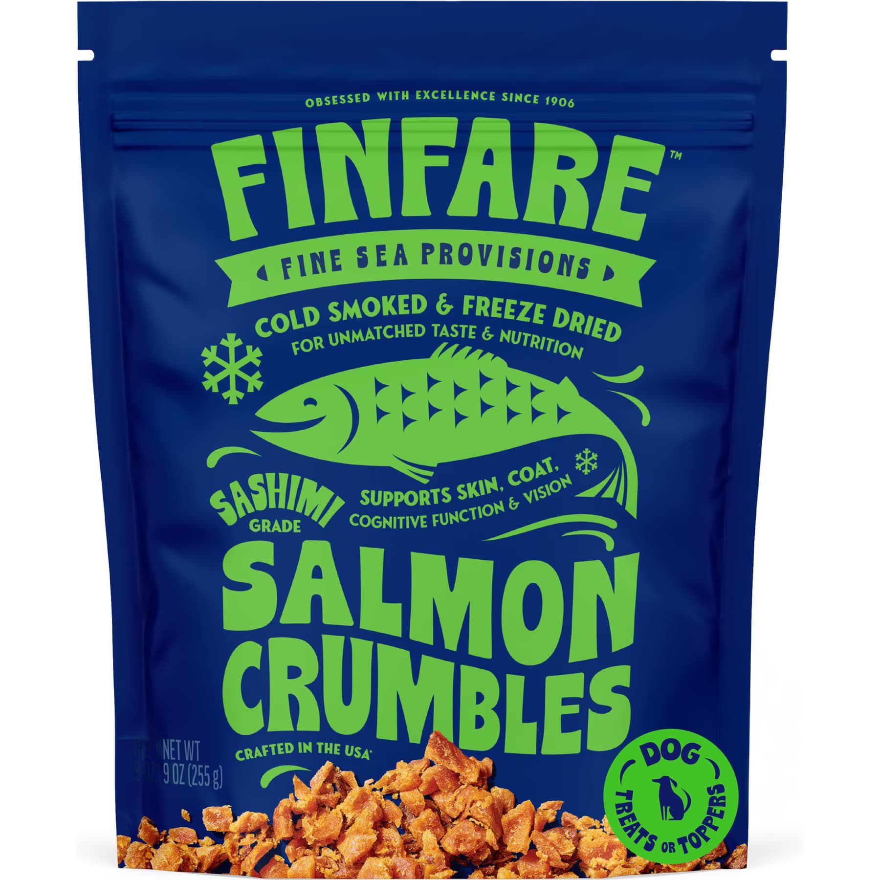 Finfare Smoked Salmon Crumbles Freeze-Dried Dog Treat & Food Topper — view 2
