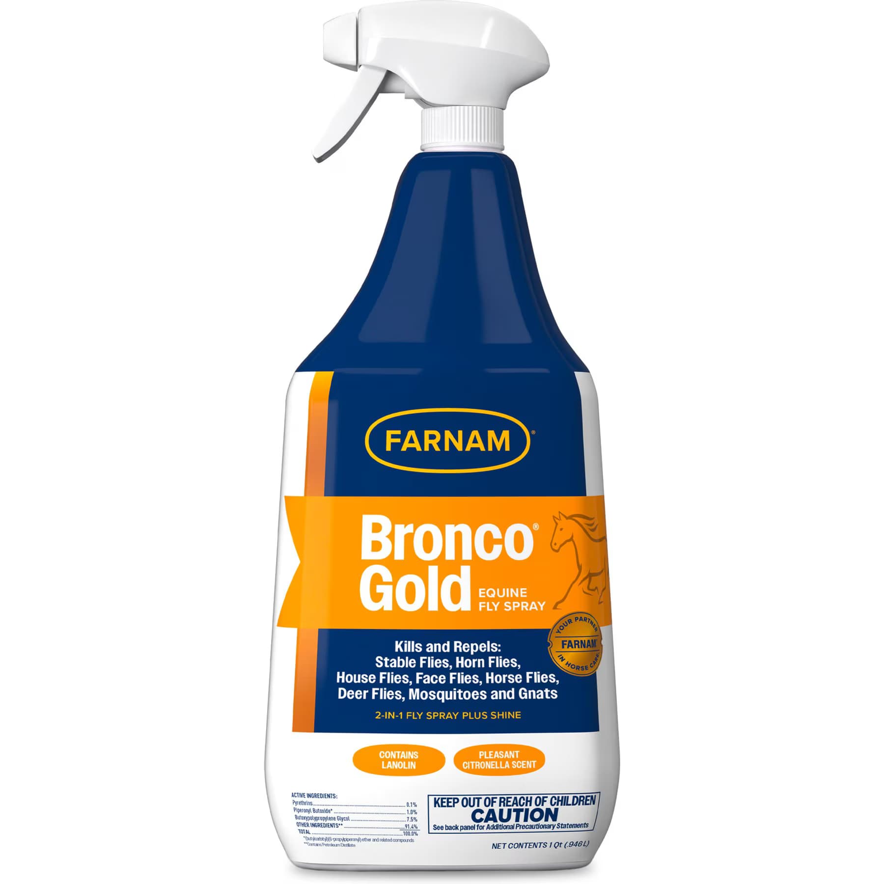 Farnam Bronco Gold 2-in-1 Fly Horse Spray & Coat Conditioner, 1-qt bottle — view 2