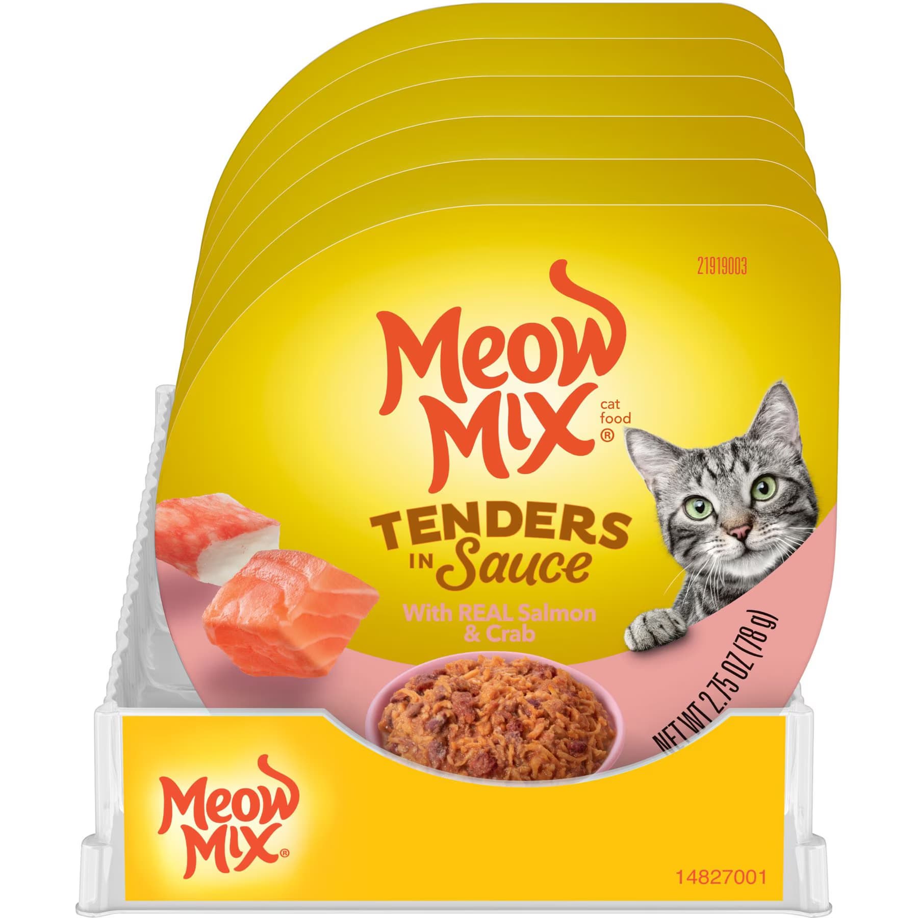 Meow Mix Meow Mix Tender Favorites with Real Salmon & Crab Meat in Sauce Cat Food Trays, 2.75-oz