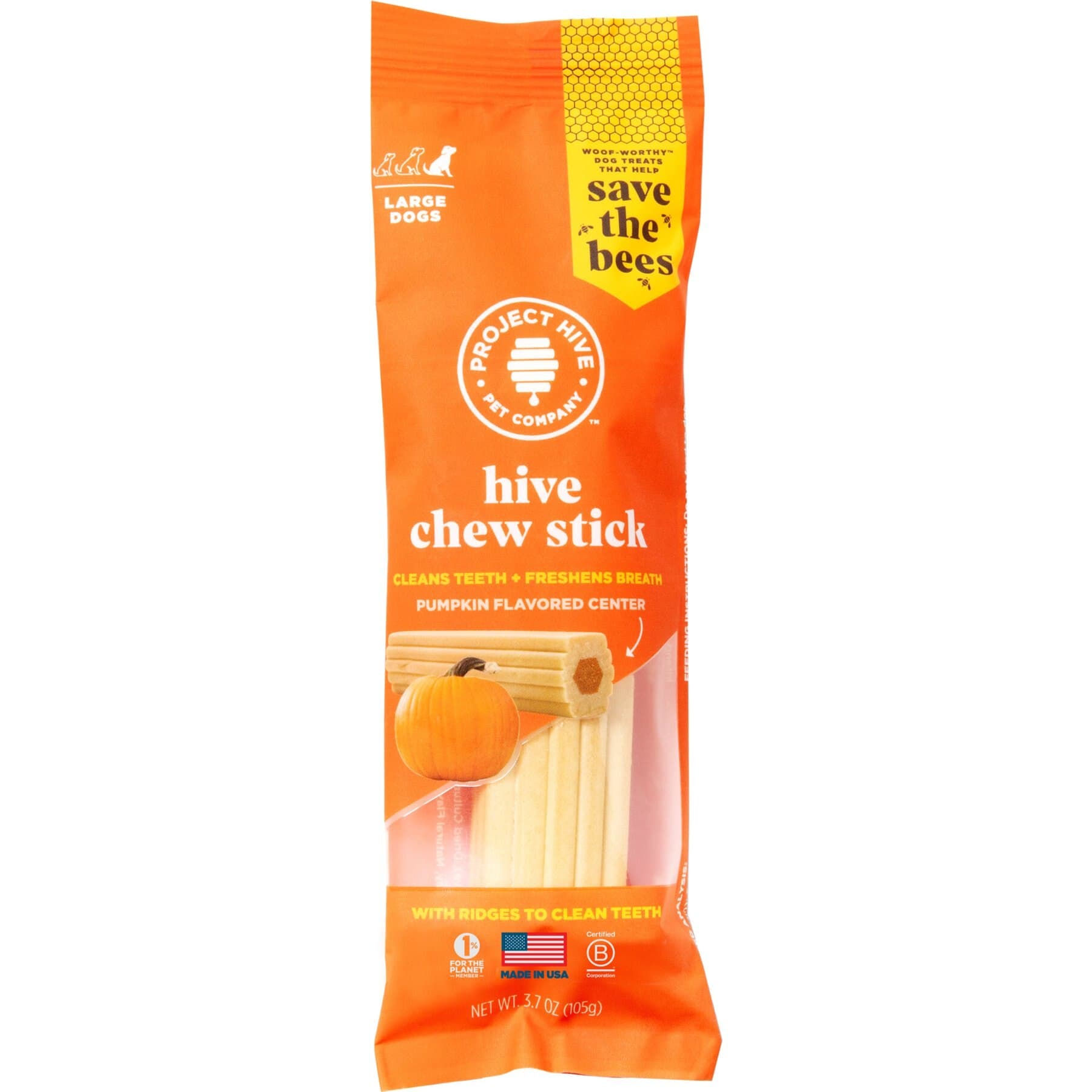 Project Hive Pet Company Project Hive Pet Company Pumpkin Dental Stick Dog Chew Treat, X-Large