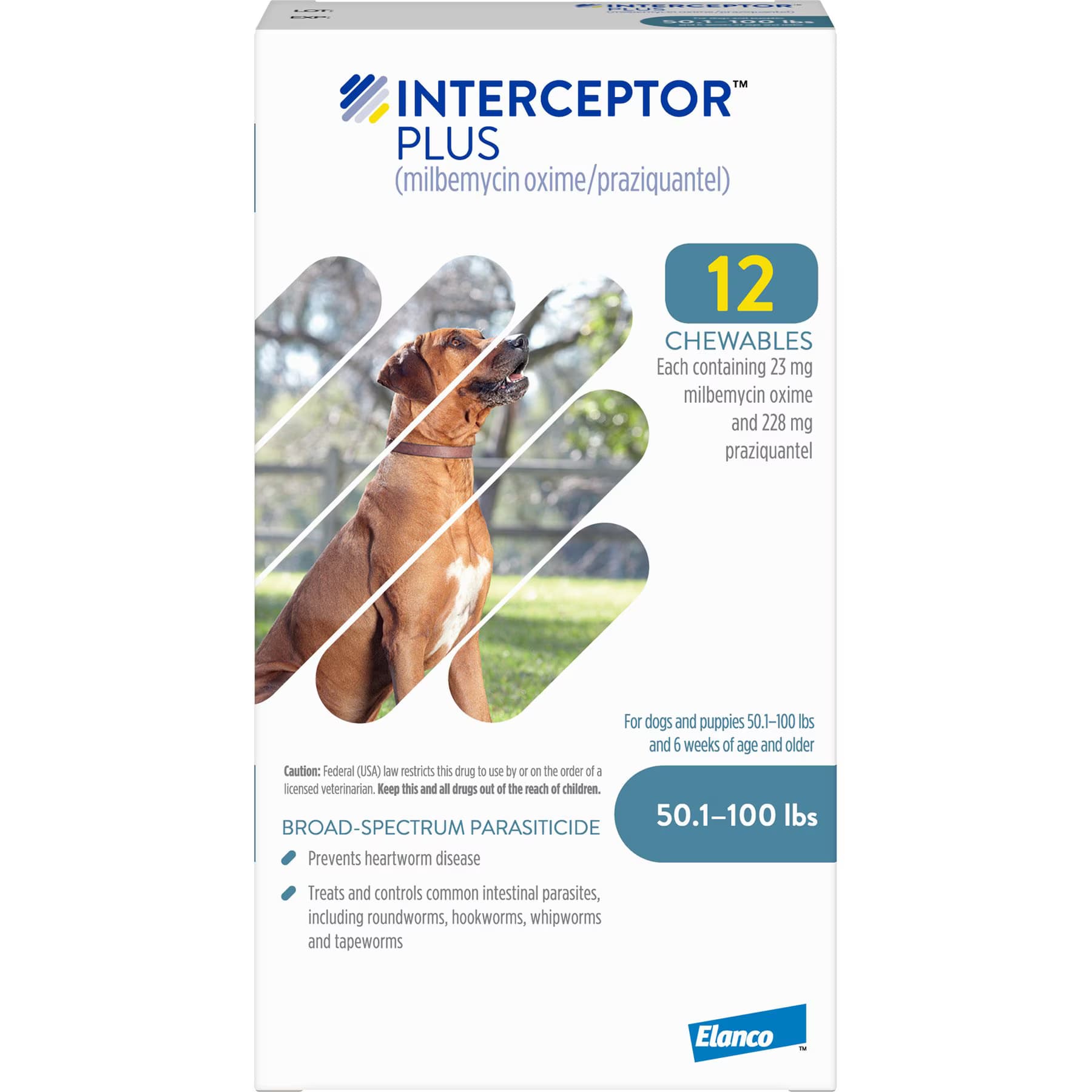 Interceptor Plus Interceptor Plus Chew for Dogs, 50.1-100 lbs, (Blue Box), 12 Chews (12-mos. supply)