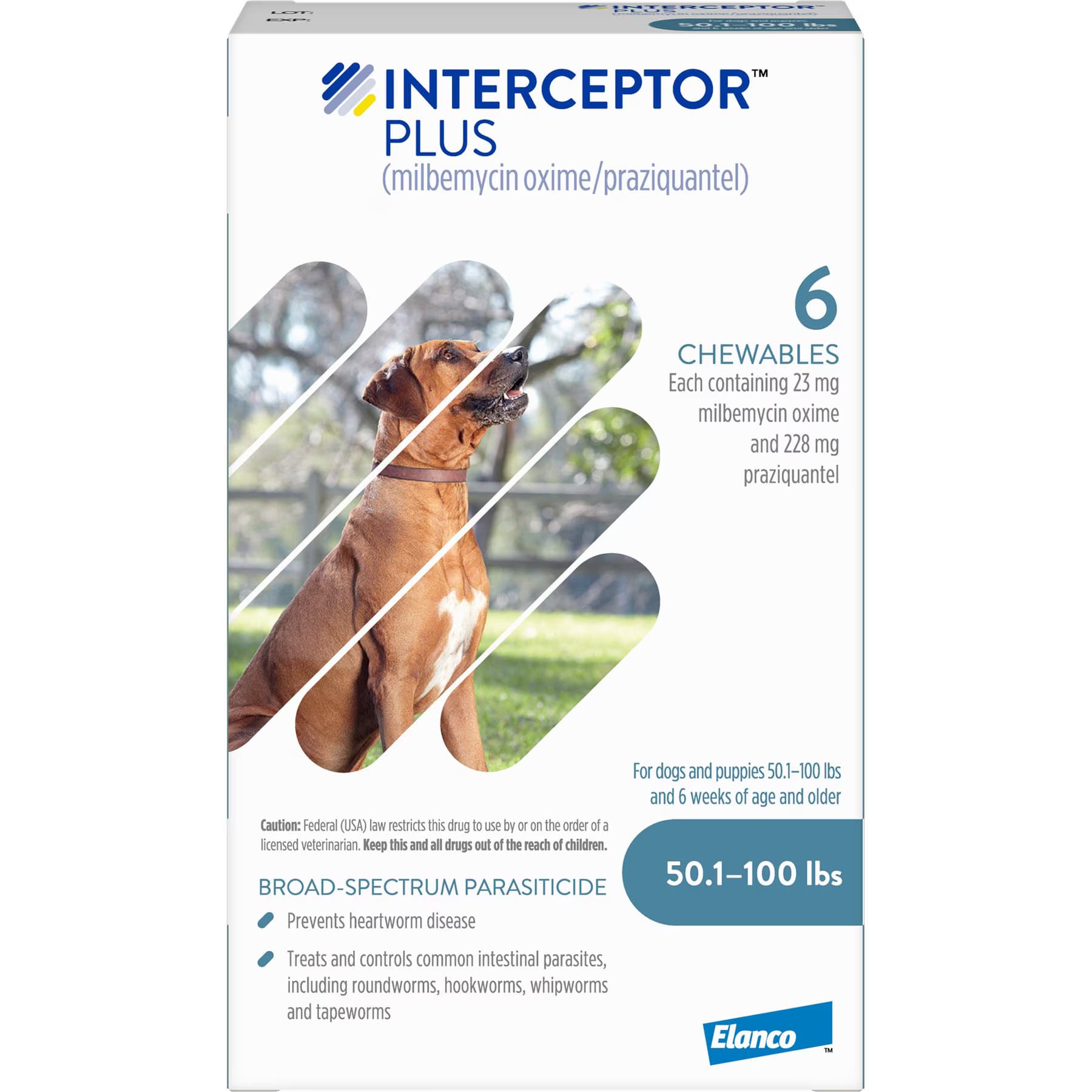 Interceptor Plus Chew for Dogs, 50.1-100 lbs, (Blue Box), 12 Chews (12-mos. supply) — view 3