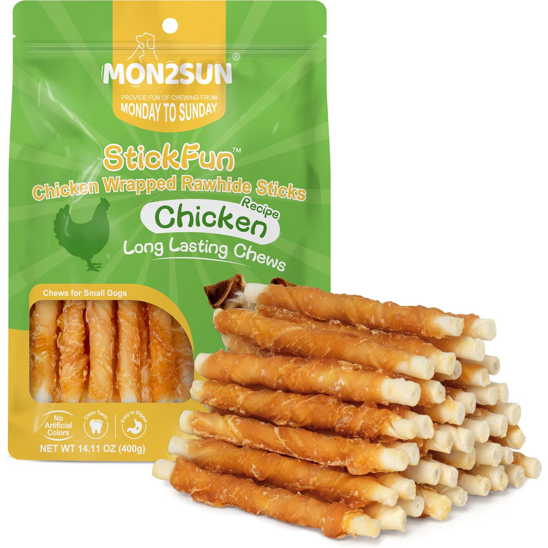 MON2SUN MON2SUN Rawhide Twist Chicken Hide Sticks 5-inch Dog Treats