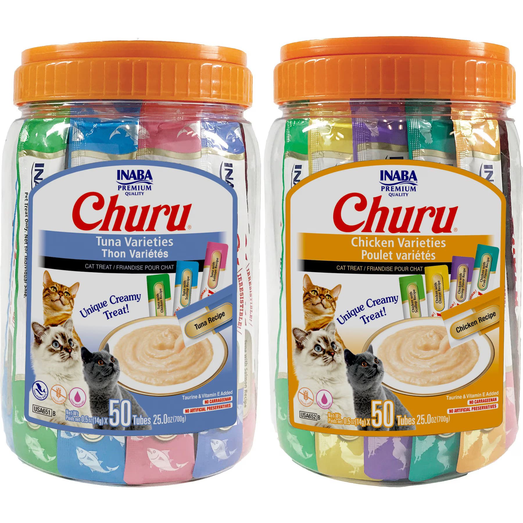 Inaba Variety Pack – Inaba Churu Tuna & Chicken Varieties Puree Grain-Free Lickable Cat Treat