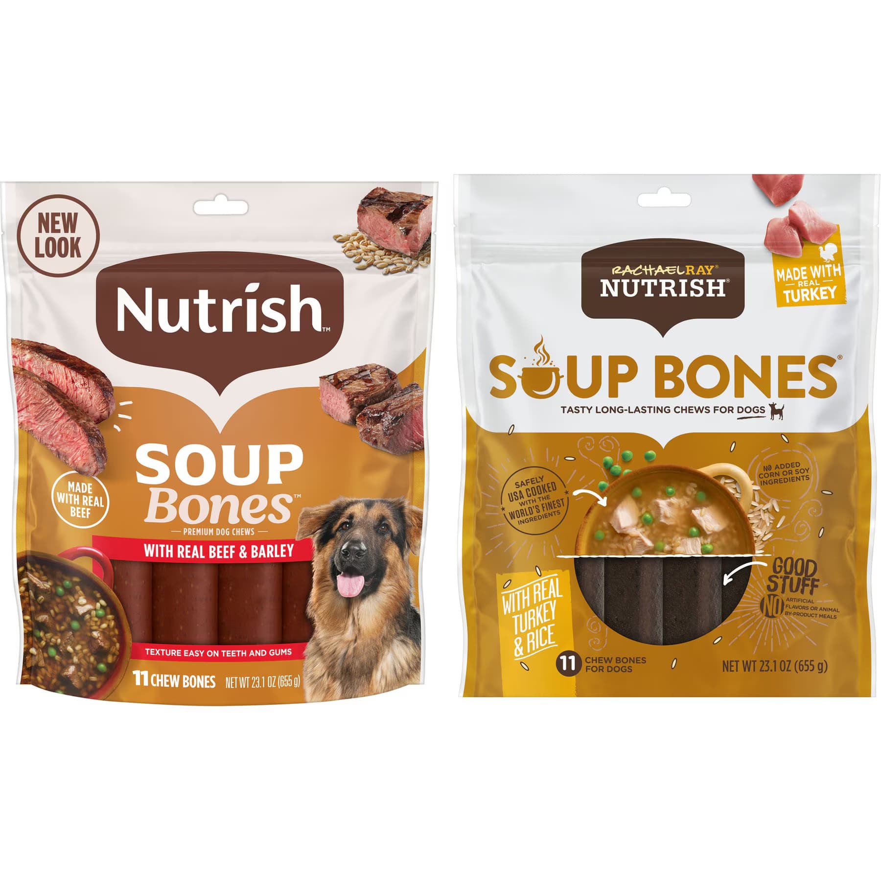 Rachael Ray Nutrish Rachael Ray Nutrish Turkey & Rice Flavor Soup Bones + Soup Bones Beef & Barley Flavor Dog Treats