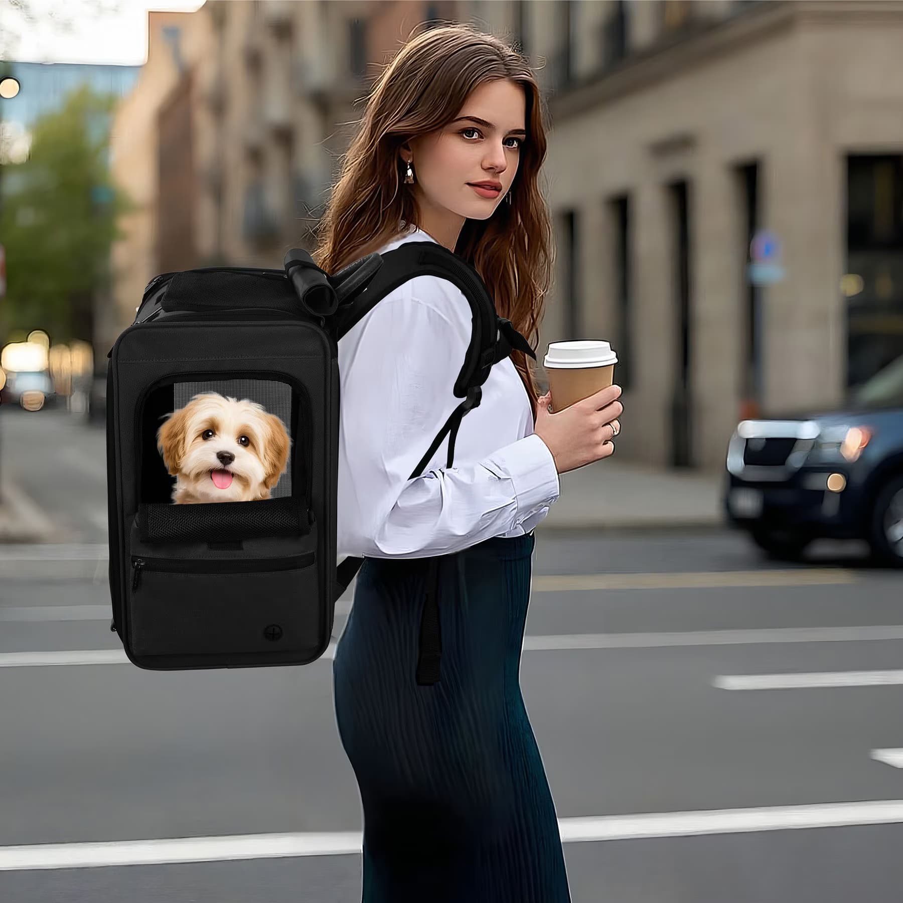 EliteField EliteField Deluxe Airline-Approved Backpack Dog & Cat Carrier, Black, Medium