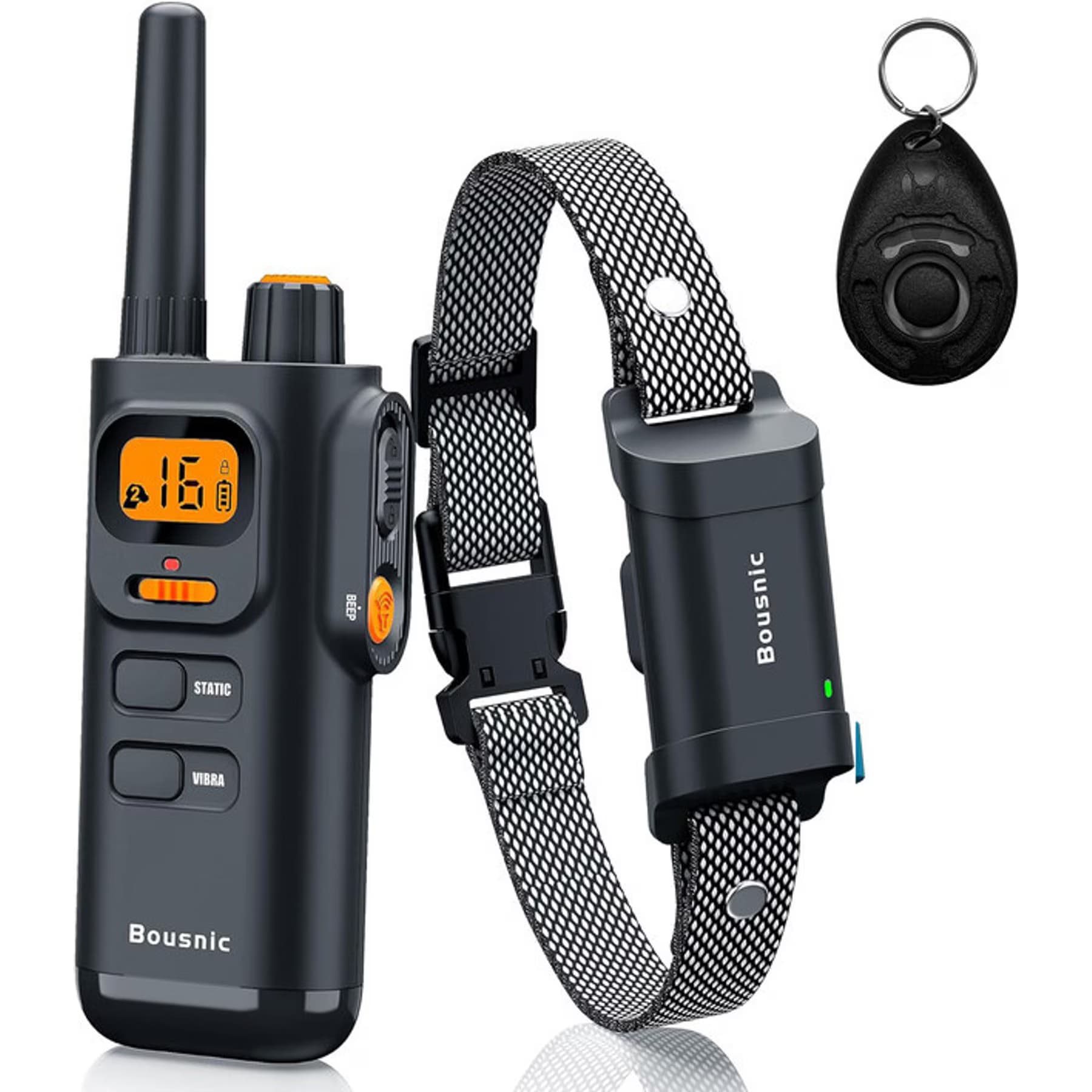 Bousnic Bousnic 4000FT Extra Long Remote Range Waterproof Rechargeable Electronic Training Dog Collar, Grey