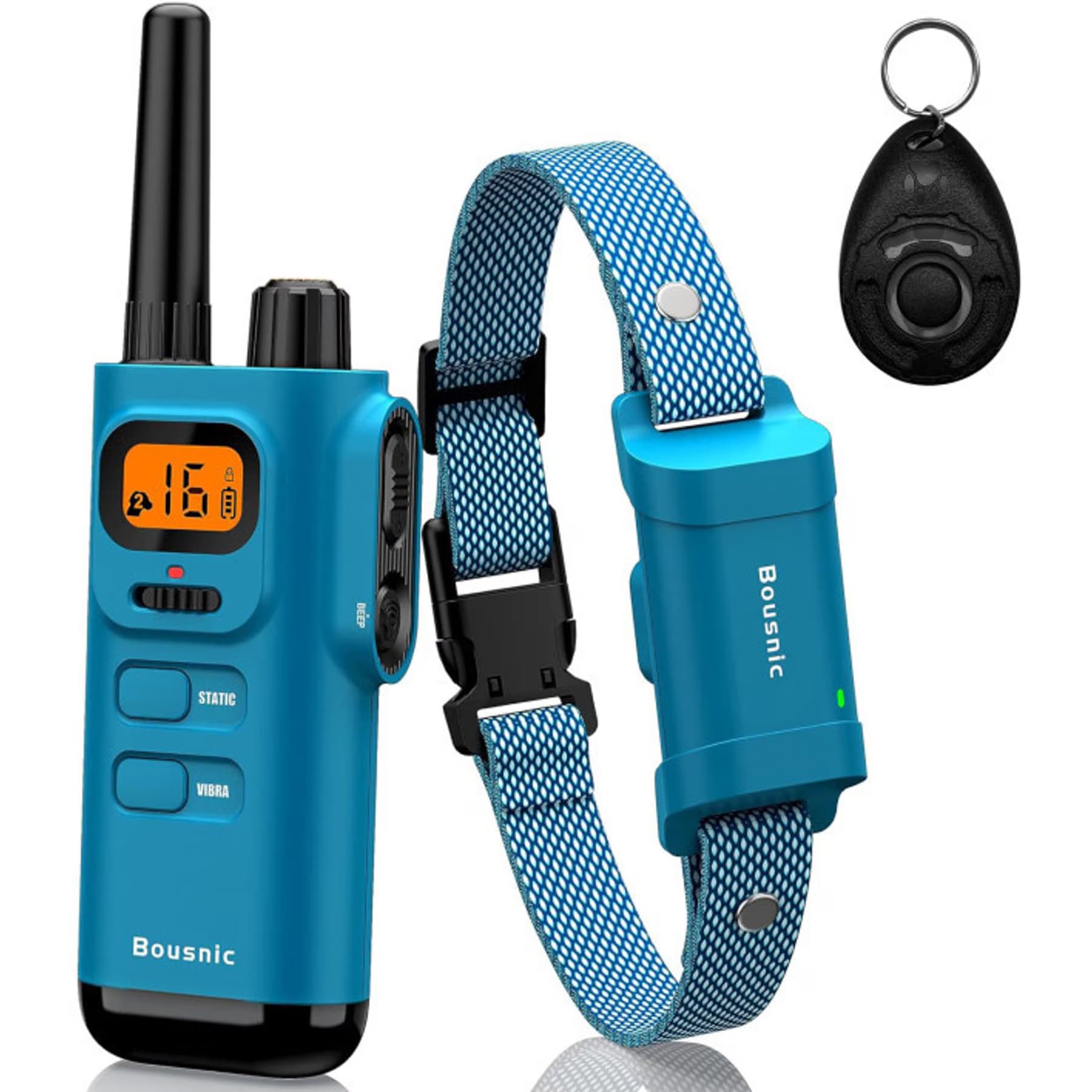 Bousnic Bousnic 4000FT Extra Long Remote Range Waterproof Rechargeable Electronic Training Dog Collar, Bright Blue