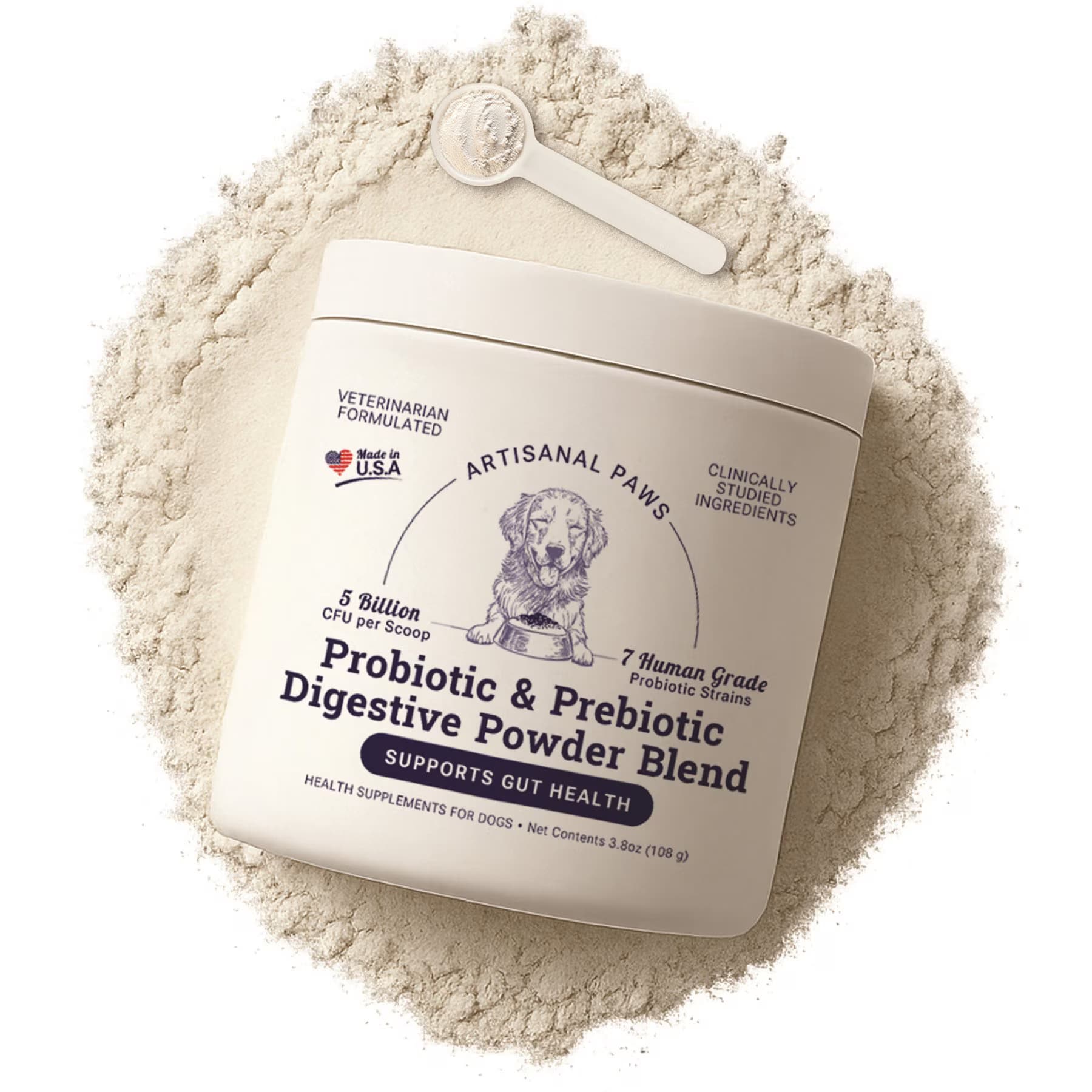 Artisanal Paws Artisanal Paws Digestive Probiotic & Prebiotic Blend Powder Supplement for Dogs, 3.8-oz jar