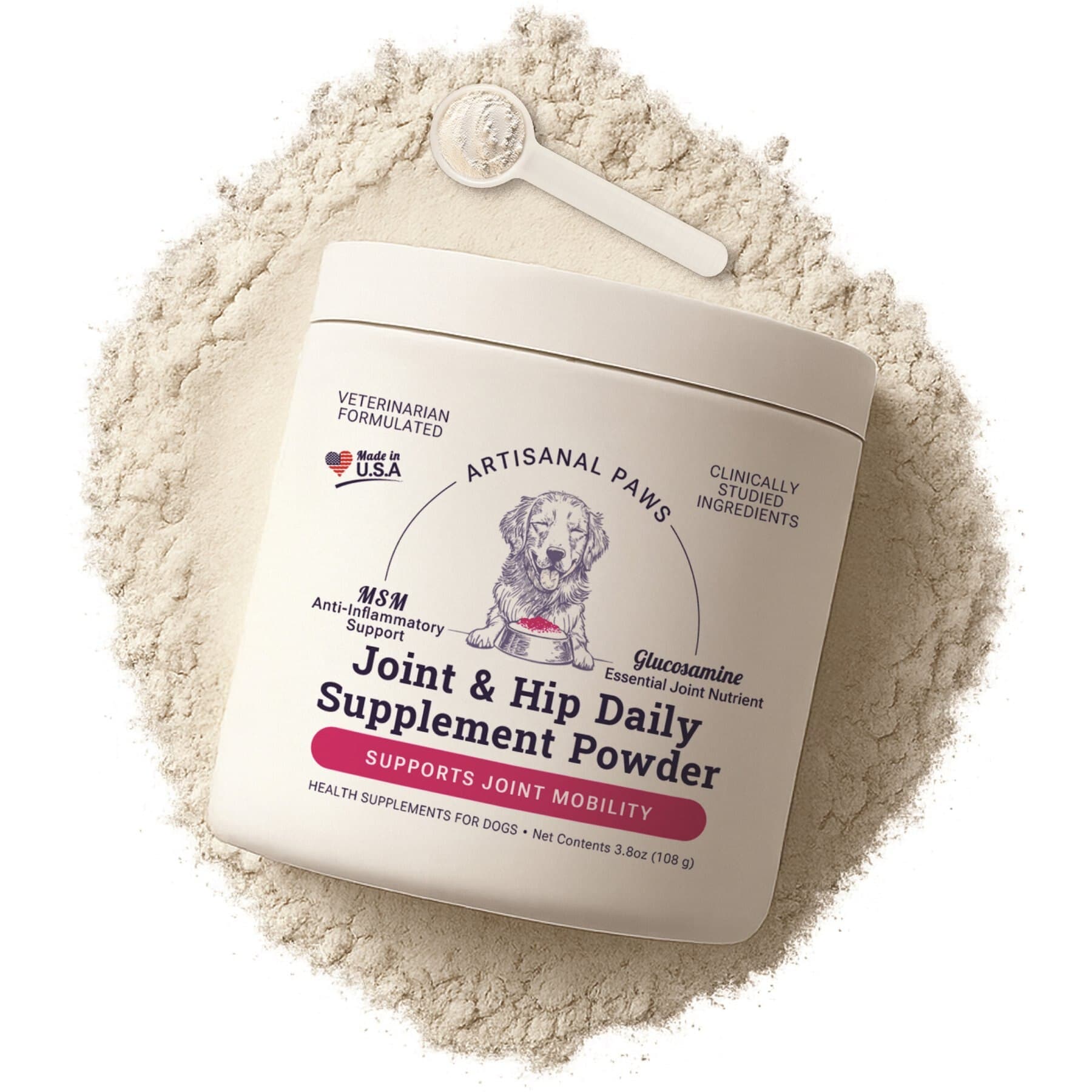 Artisanal Paws Artisanal Paws Joint & Hip Daily Powder Supplement for Dogs, 3.8-oz jar