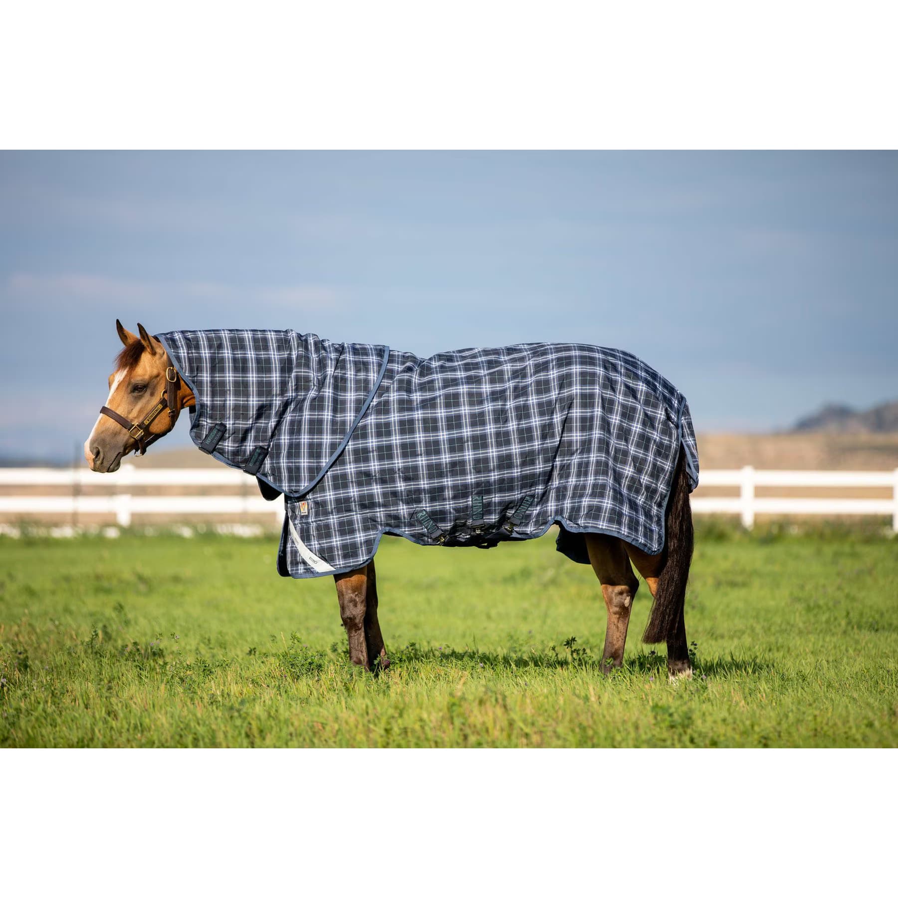 Horseware Ireland Horseware Ireland Rhino Plus 0g Horse Turnout, Navy Check / Indigo, 81 inches