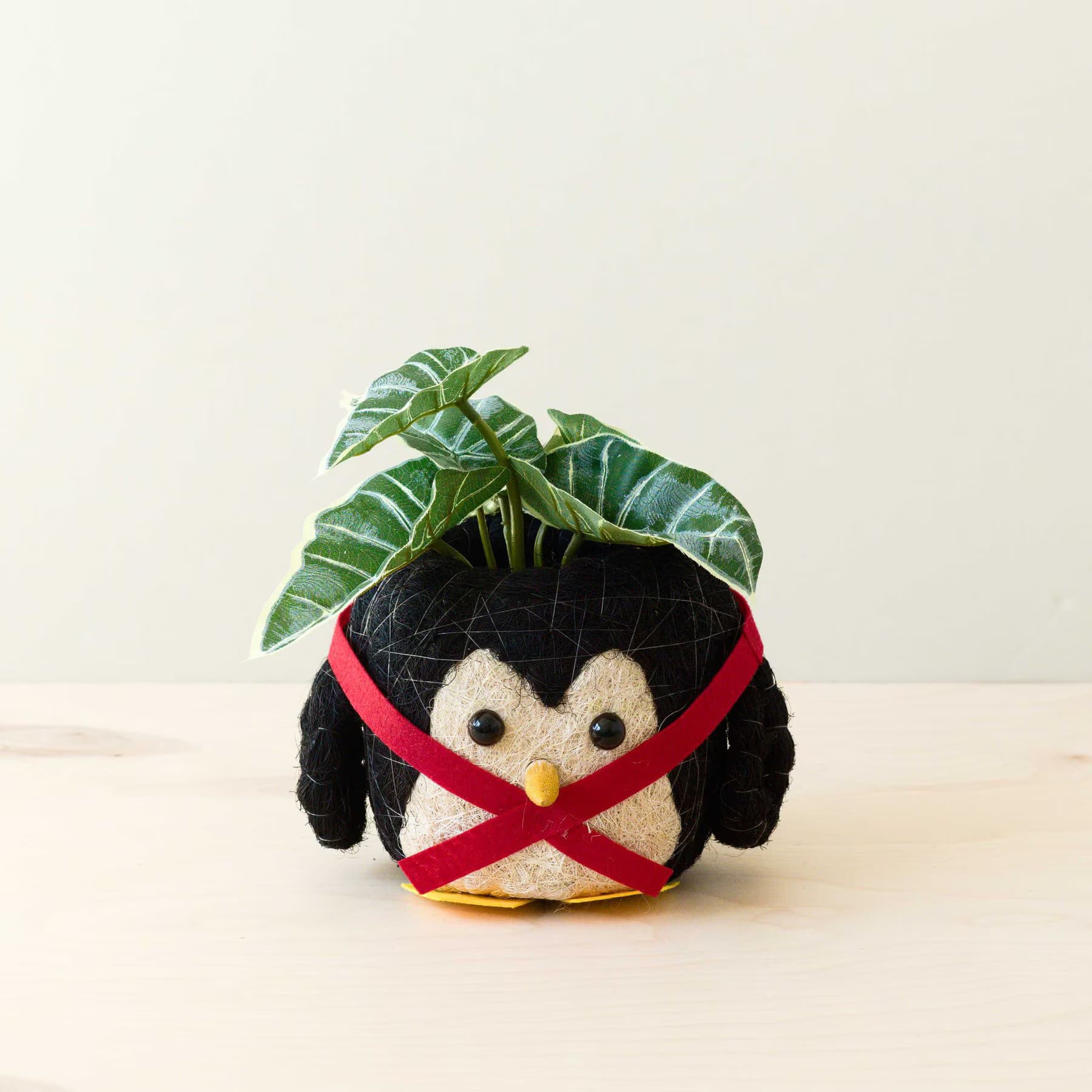 LIKHA LIKHA Penguin 4-in Coco Coir Planter Pot, Black/White/Red/Yellow, 7 x 7.5 x 5.5-in
