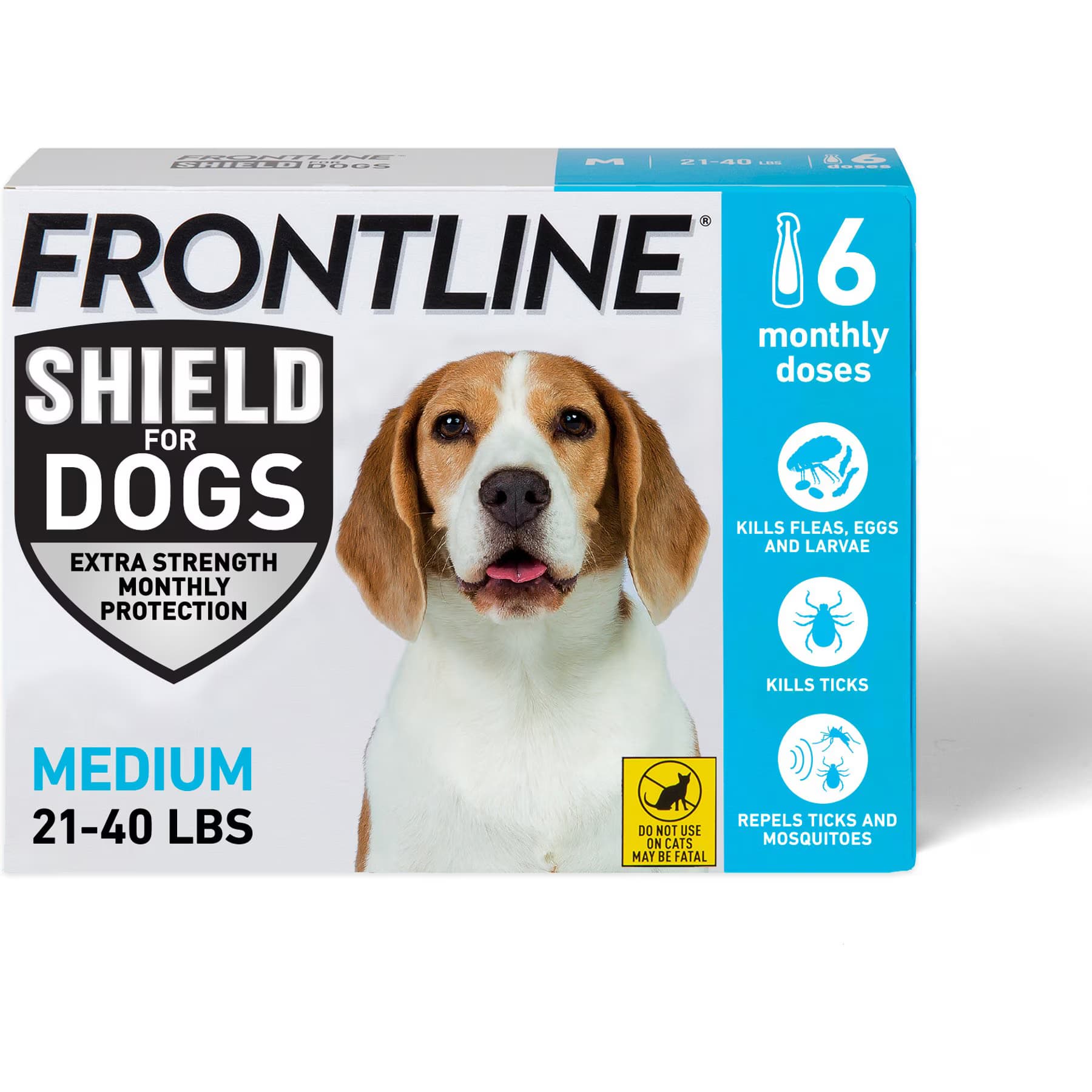 Frontline Shield Frontline Shield Flea & Tick Treatment for Medium Dogs, 21 – 40 lbs, 6 doses (6-Month Protection) — 21-40 lbs