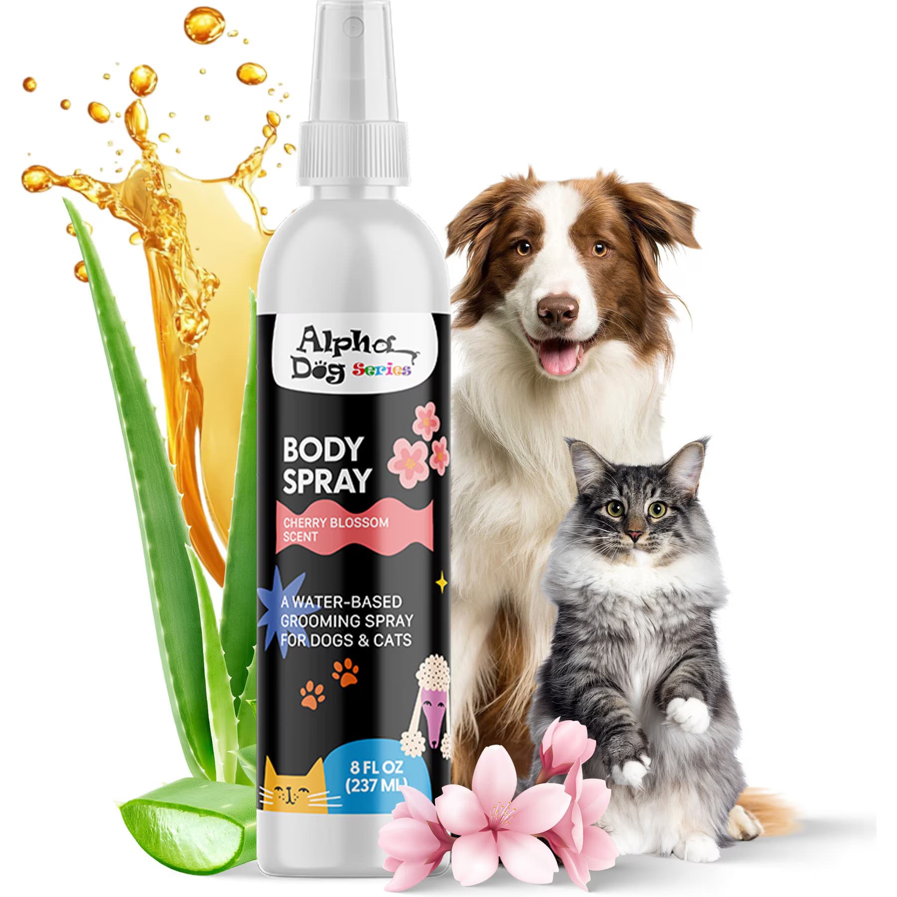 Alpha Dog Series Alpha Dog Series Aloe, Odor Eliminator Cherry Blossom Dog & Cat Grooming Deodorizer Spray, 8-fl oz bottle