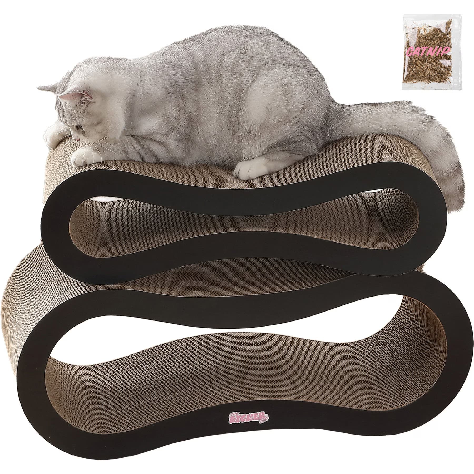 THE LICKER STORE THE LICKER STORE Suvi 26-in Modern Cardboard Infinity 2-in-1 Lounge Cat Scratcher with Catnip, Ink