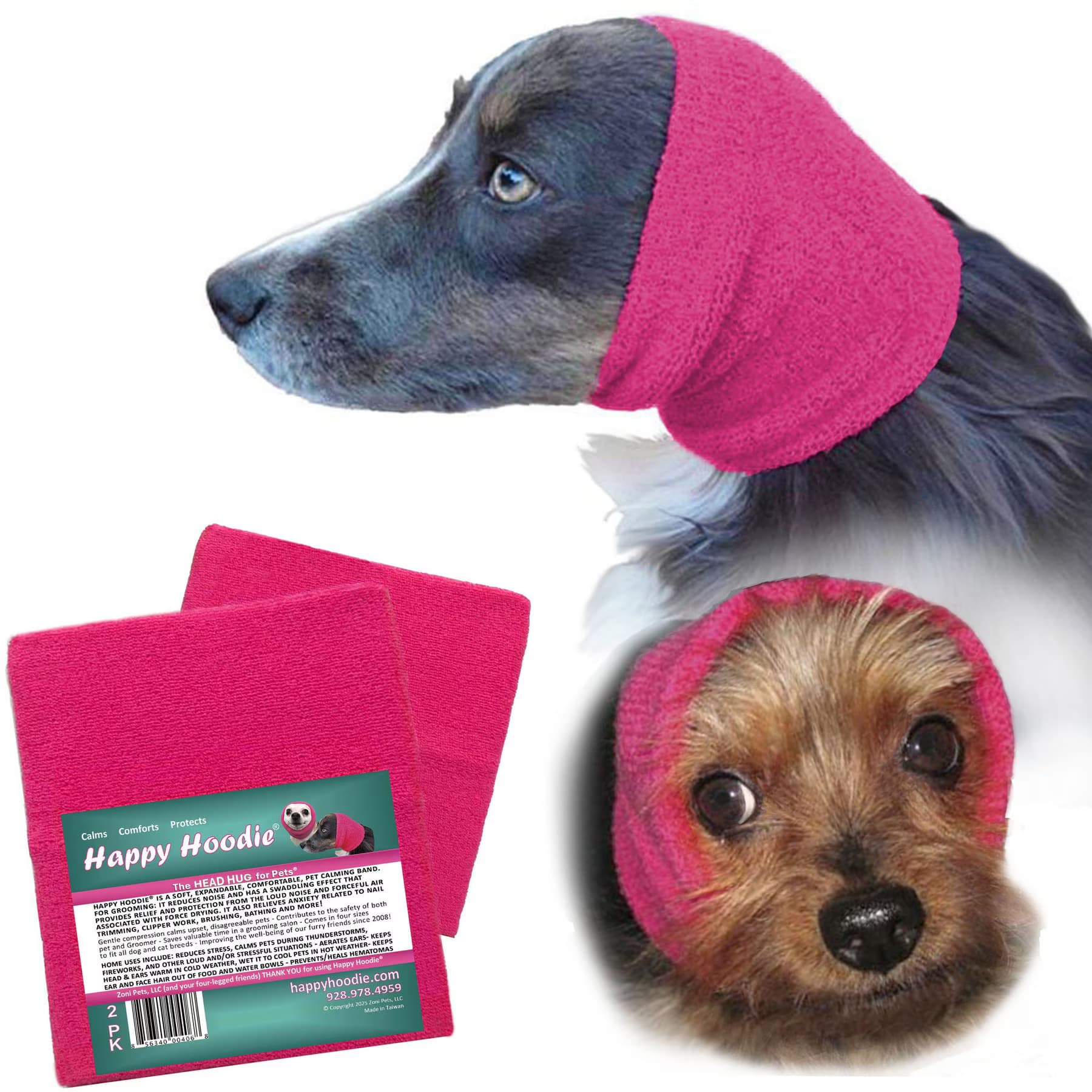 Happy Hoodie Happy Hoodie Thunder Grooming Fireworks Calming Band for Dogs & Cats, Small & Large — Pink