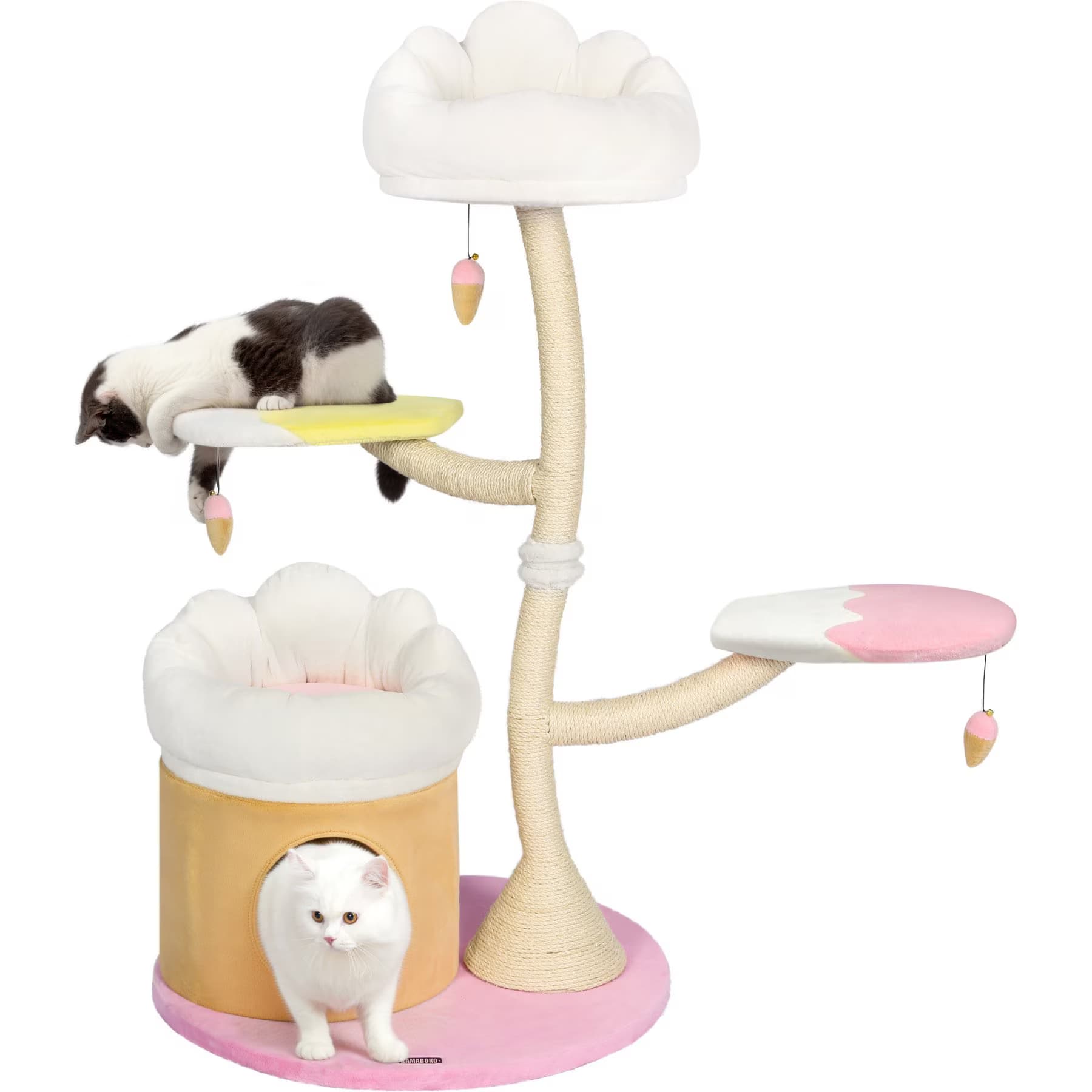 KAMABOKO KAMABOKO Charming Flower 52.4-in Polyester Modern Cat Tree, Pink